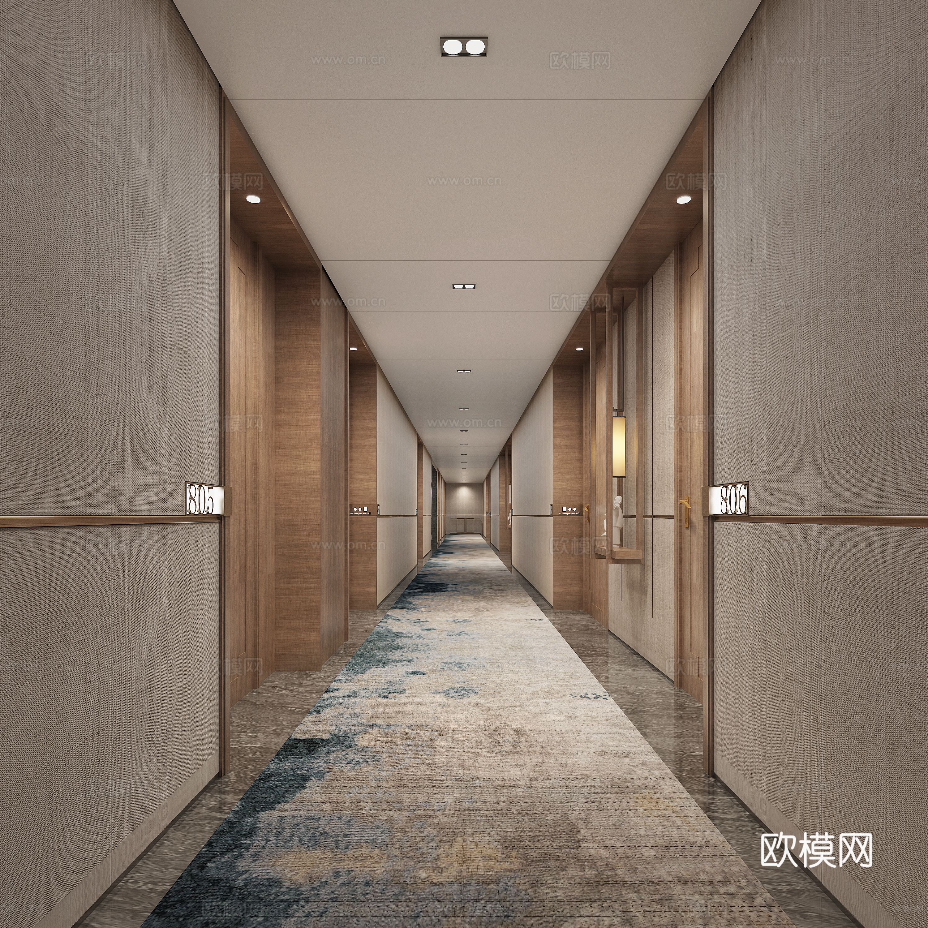 CCD现代酒店过道 酒店走廊su模型