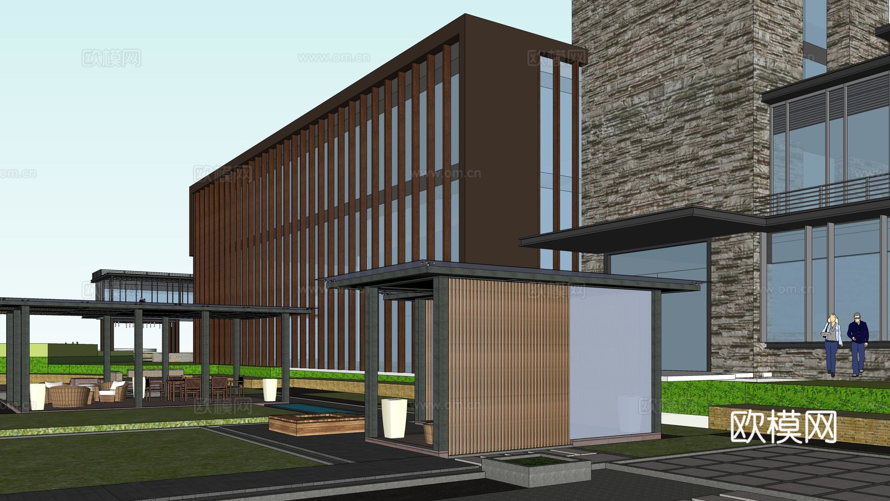 现代酒店建筑  建筑景观su模型