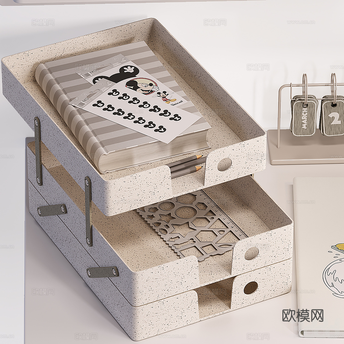 现代奶油风儿童饰品 洞洞板 儿童文具3d模型