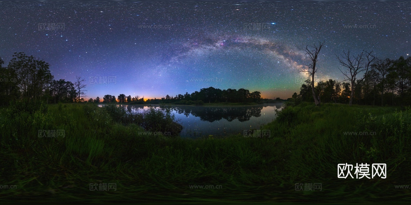 沼泽地夜晚星空北极光贴图