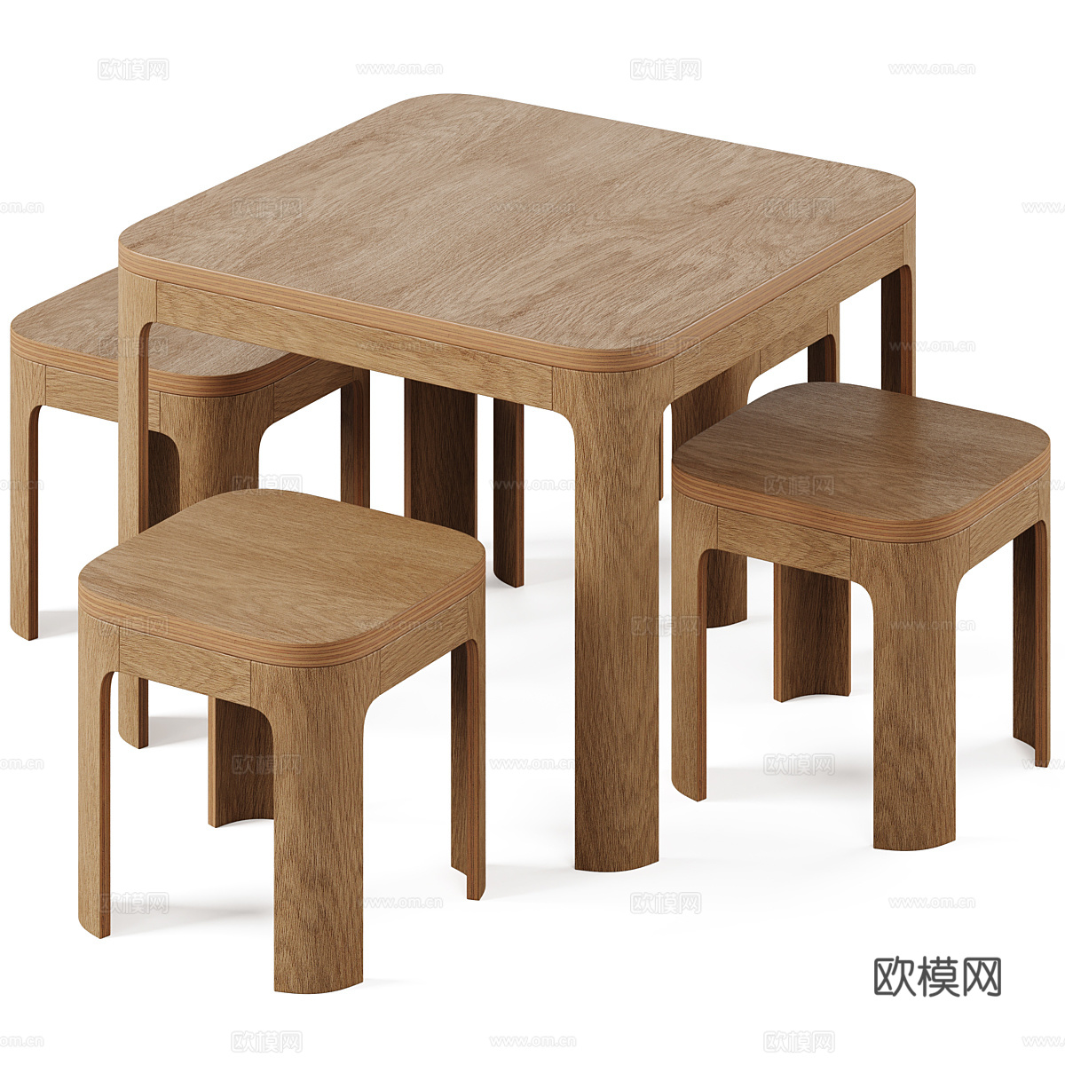 现代意式奶油风儿童桌椅3d模型