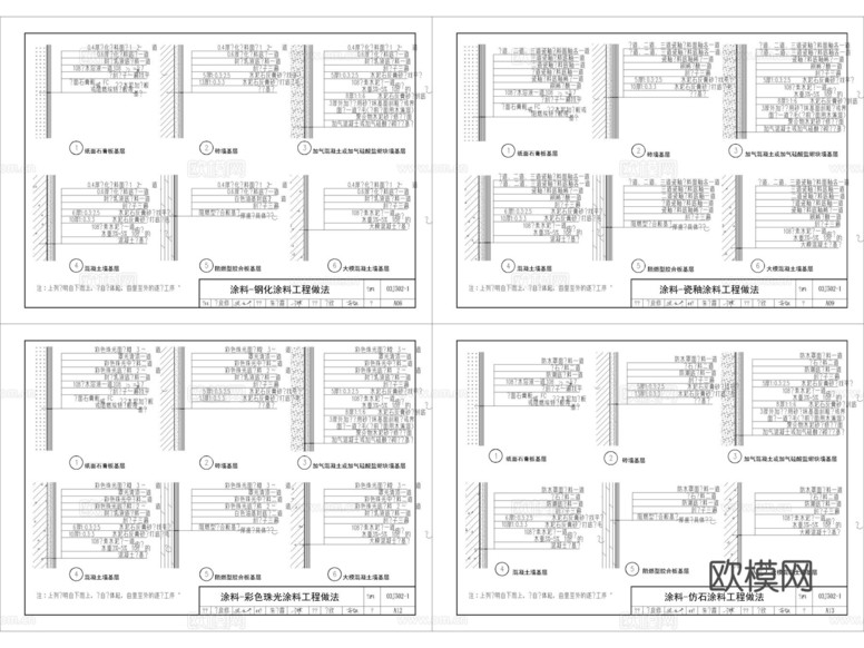 墻面節(jié)點(diǎn) 墻面涂料節(jié)點(diǎn) 墻面涂料做法 涂料工藝做法 墻面涂料cad施工圖下載(渲染圖6)