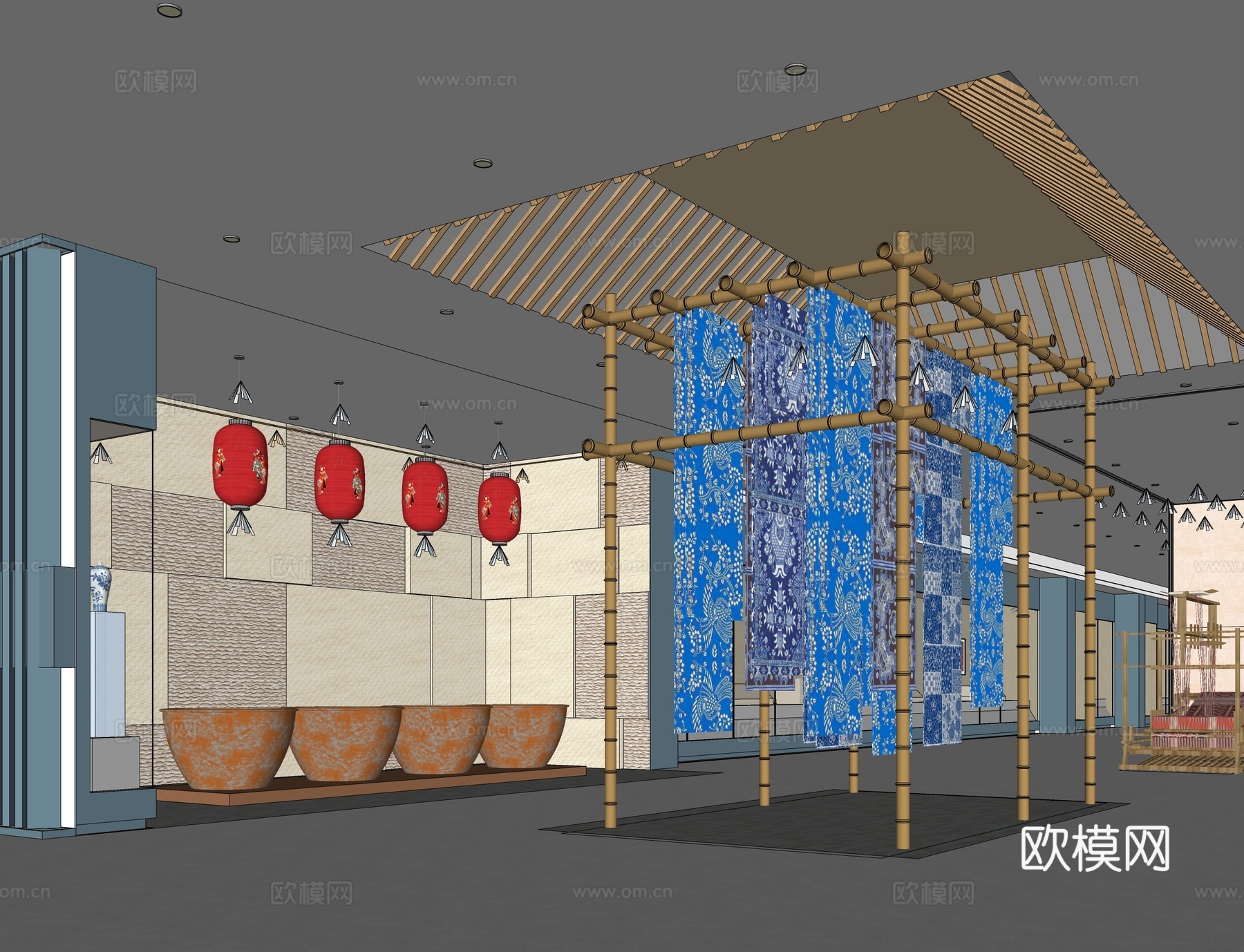 现代风格布艺文化展厅su模型