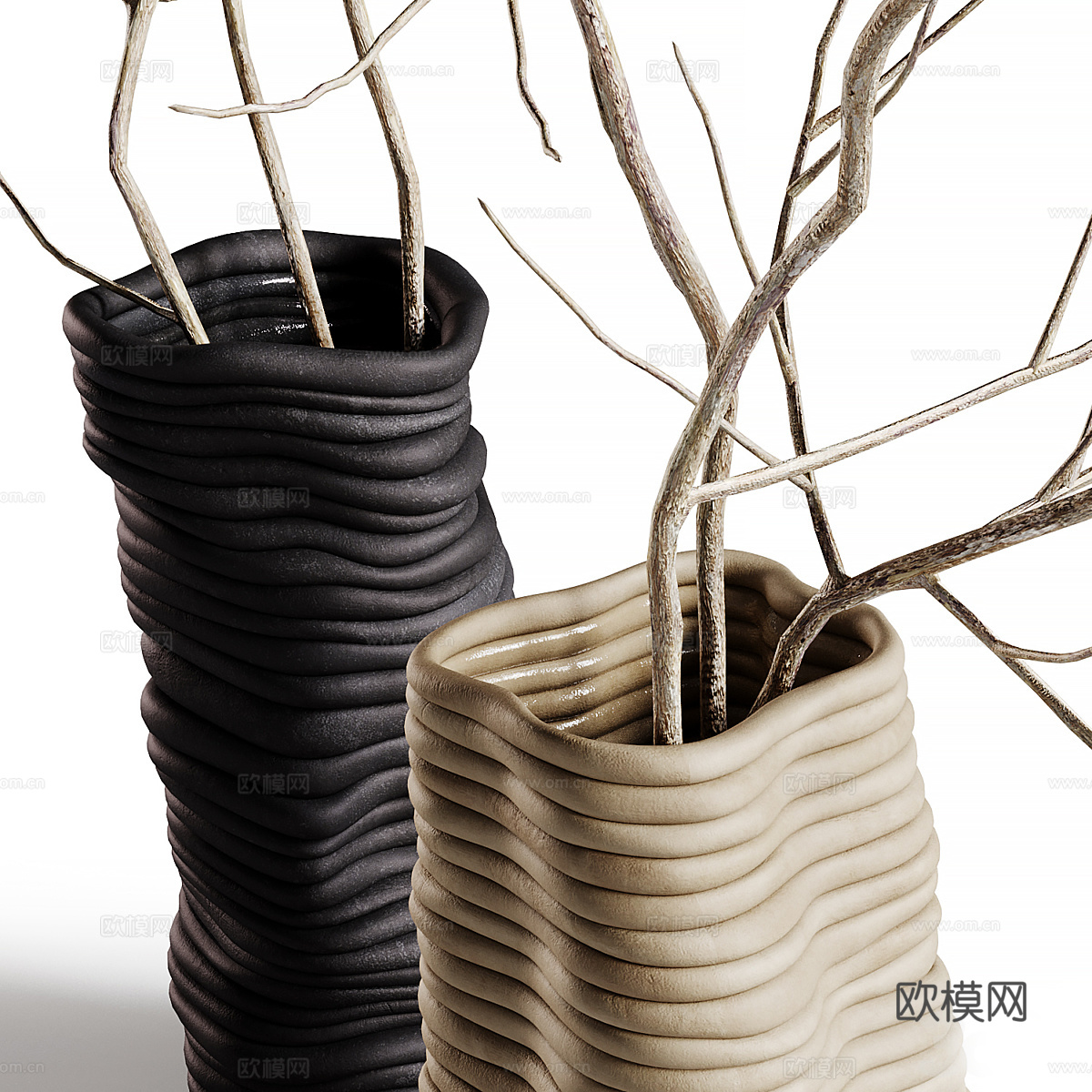 新中式侘寂花瓶花艺3d模型