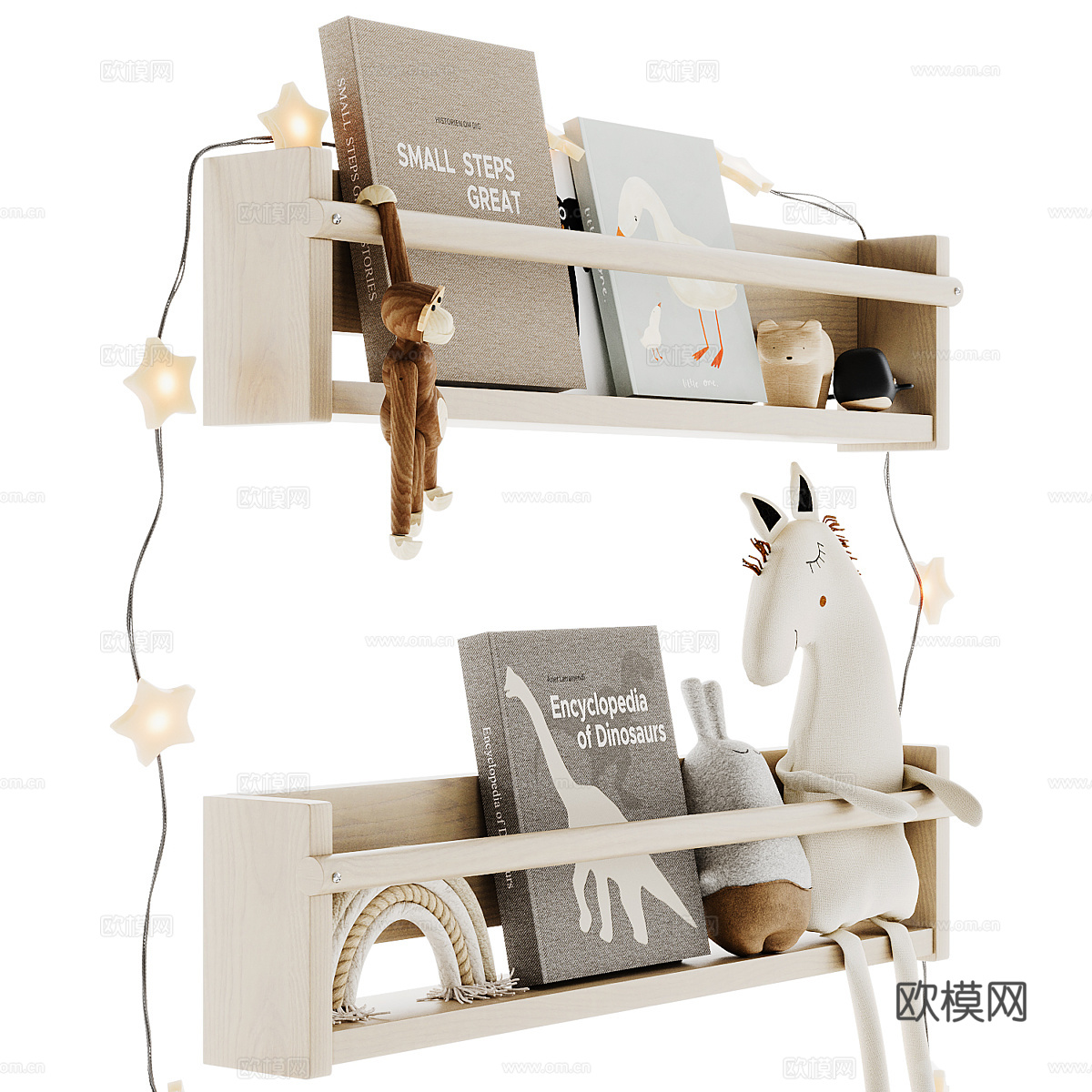 现代儿童房壁挂式储物台板3d模型