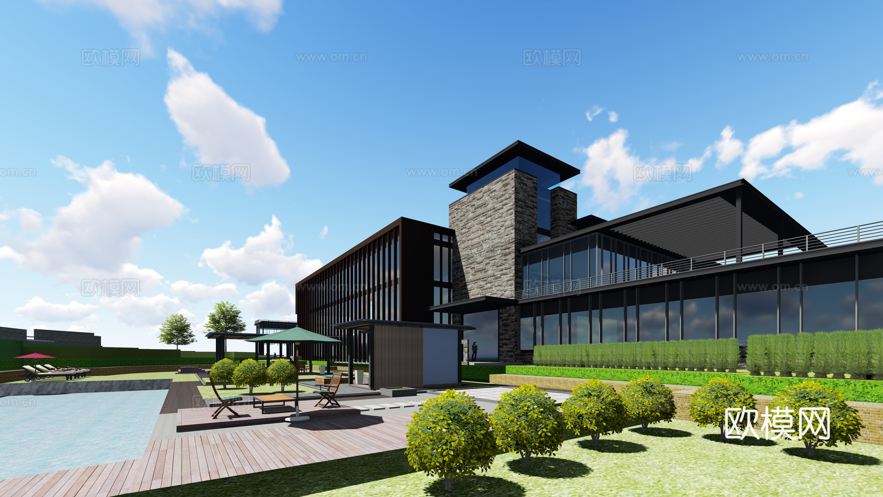 现代酒店建筑  建筑景观su模型