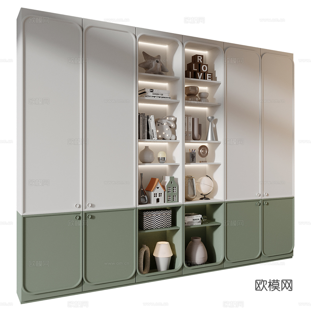 现代奶油风儿童衣柜3d模型