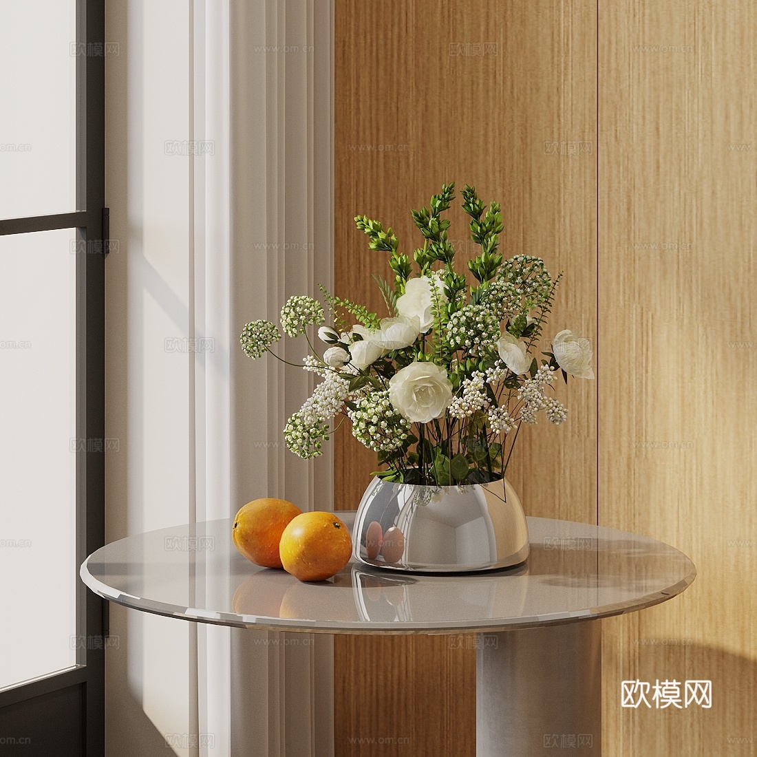 花 陶瓷花瓶 花艺鲜花 月季花 粉色花艺 假花永生花 客厅花3d模型