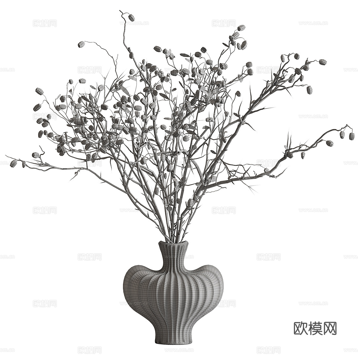 新中式花瓶花艺3d模型
