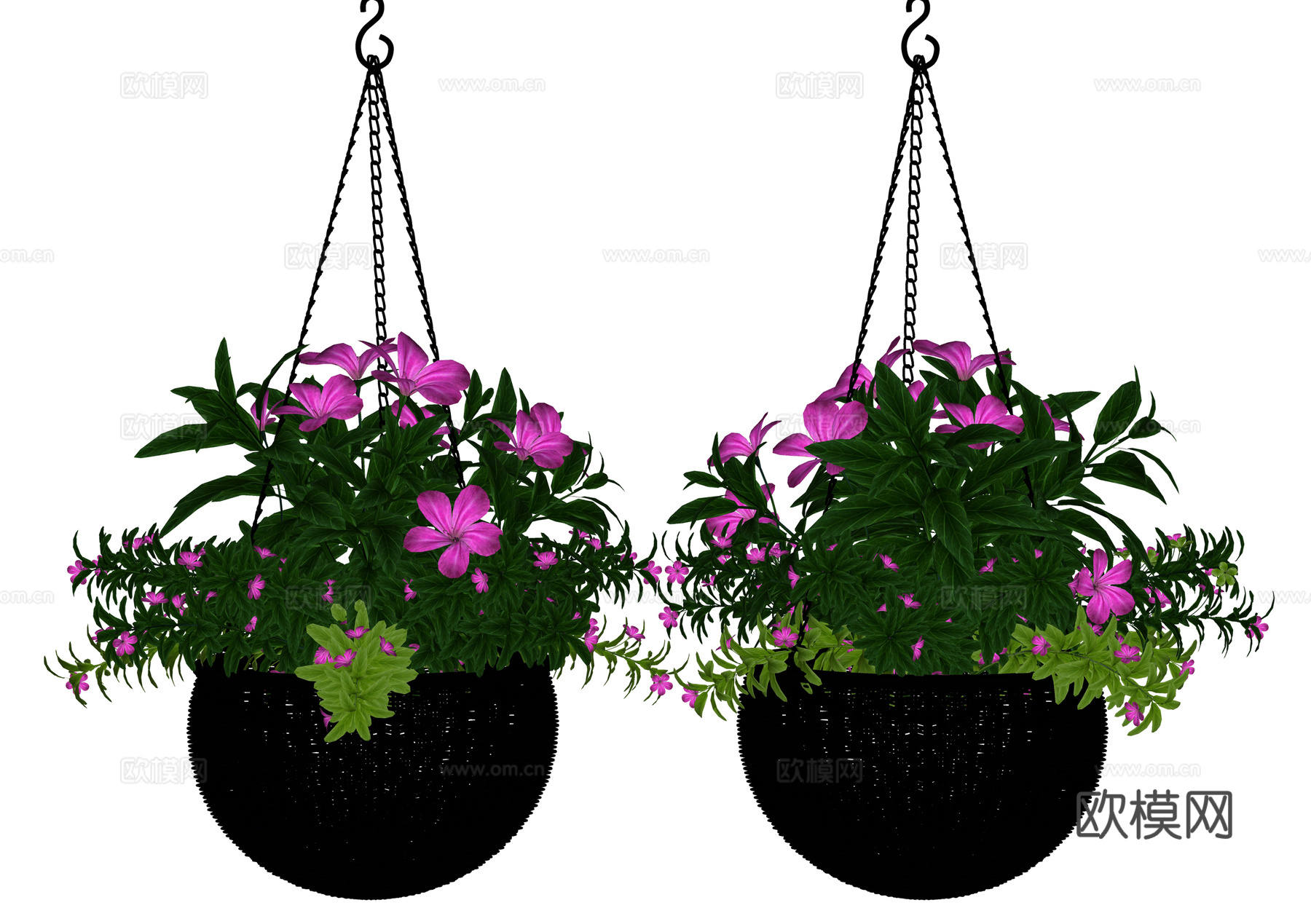 现代绿植盆栽  鲜花吊篮 盆栽吊篮su模型