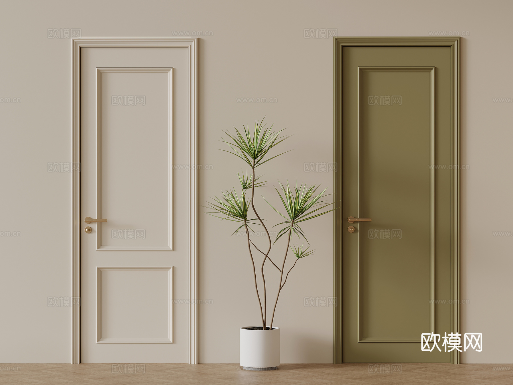 现代奶油单开门3d模型