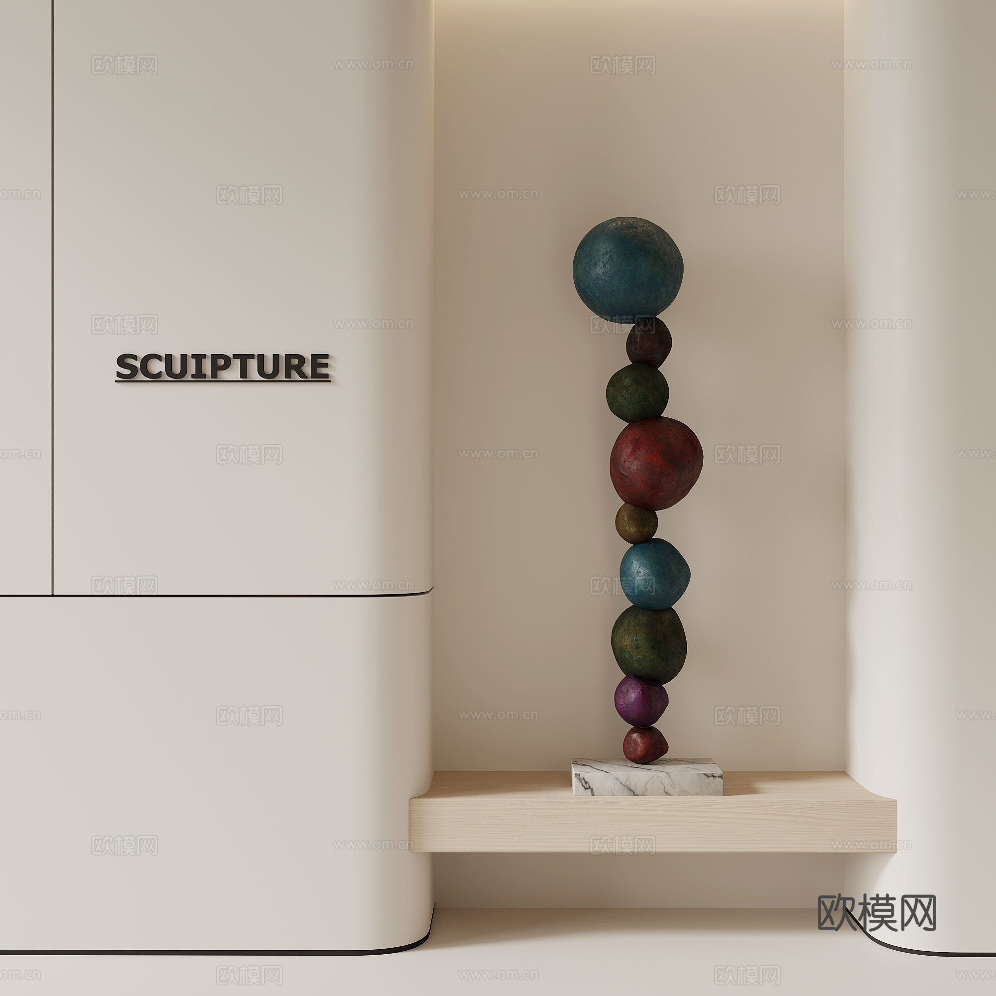 雕塑 现代石头雕塑3d模型