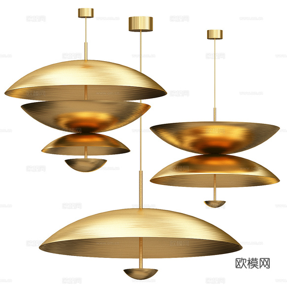 現(xiàn)代輕奢圓盤(pán)金屬裝飾吊燈3d模型下載(渲染圖1)
