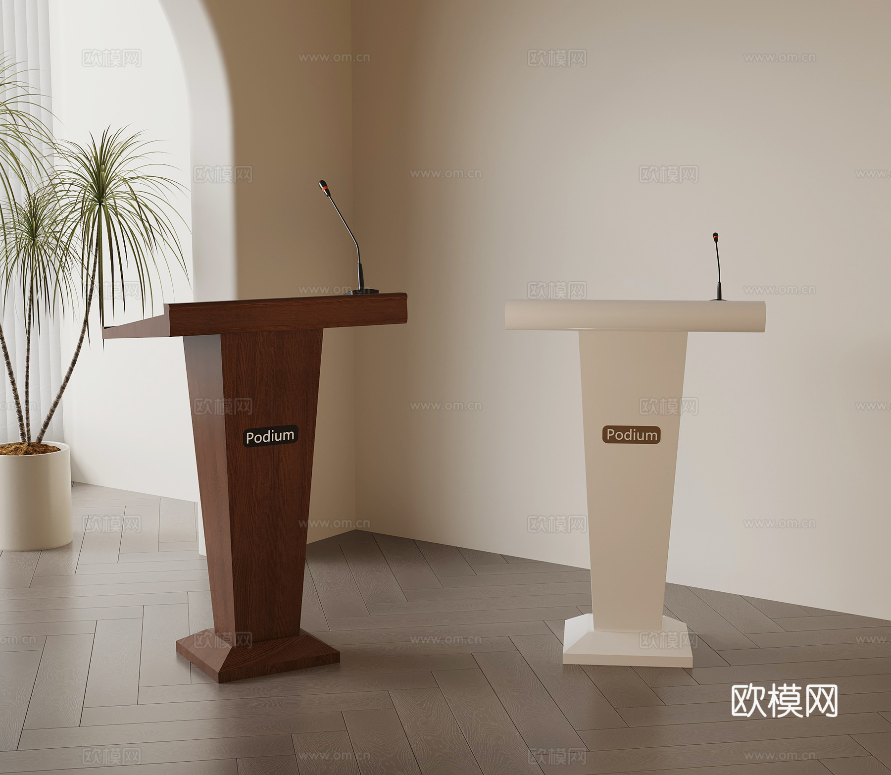 讲台 现代中古讲台 演讲台3d模型