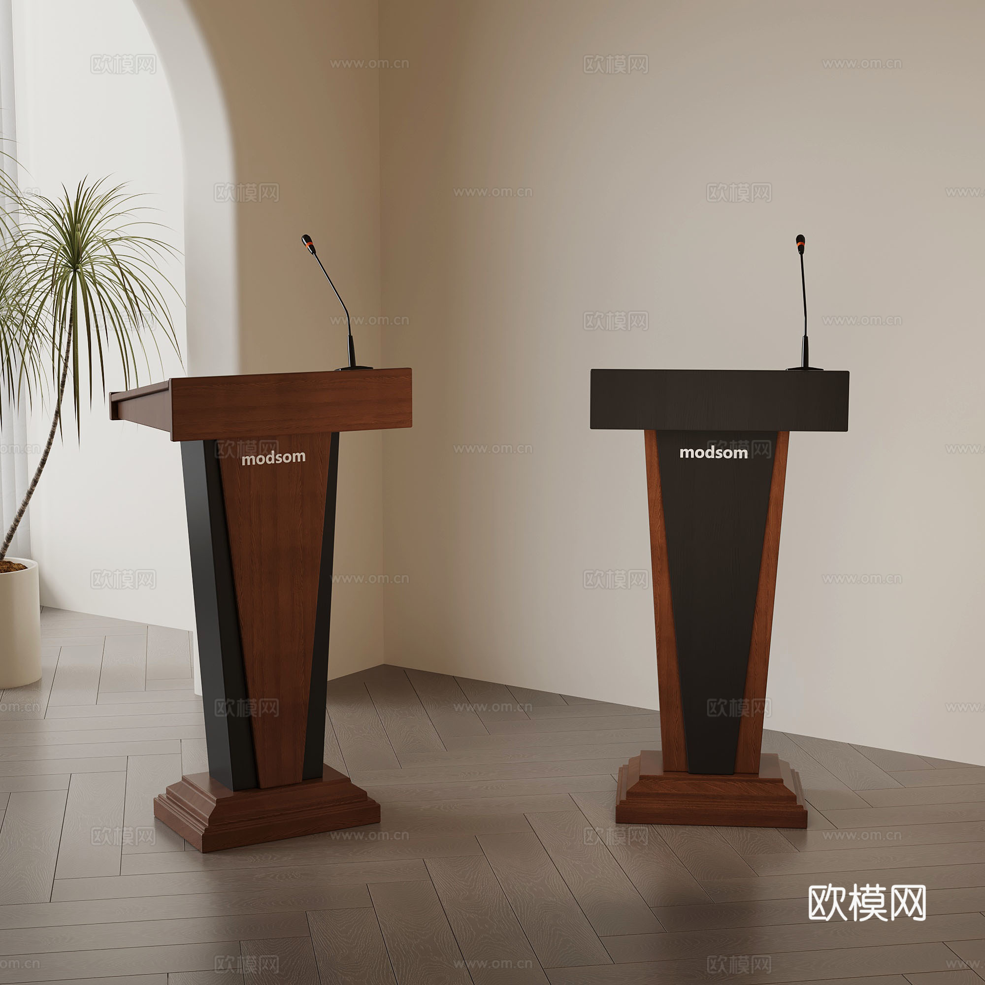 讲台 现代中古讲台 演讲台3d模型