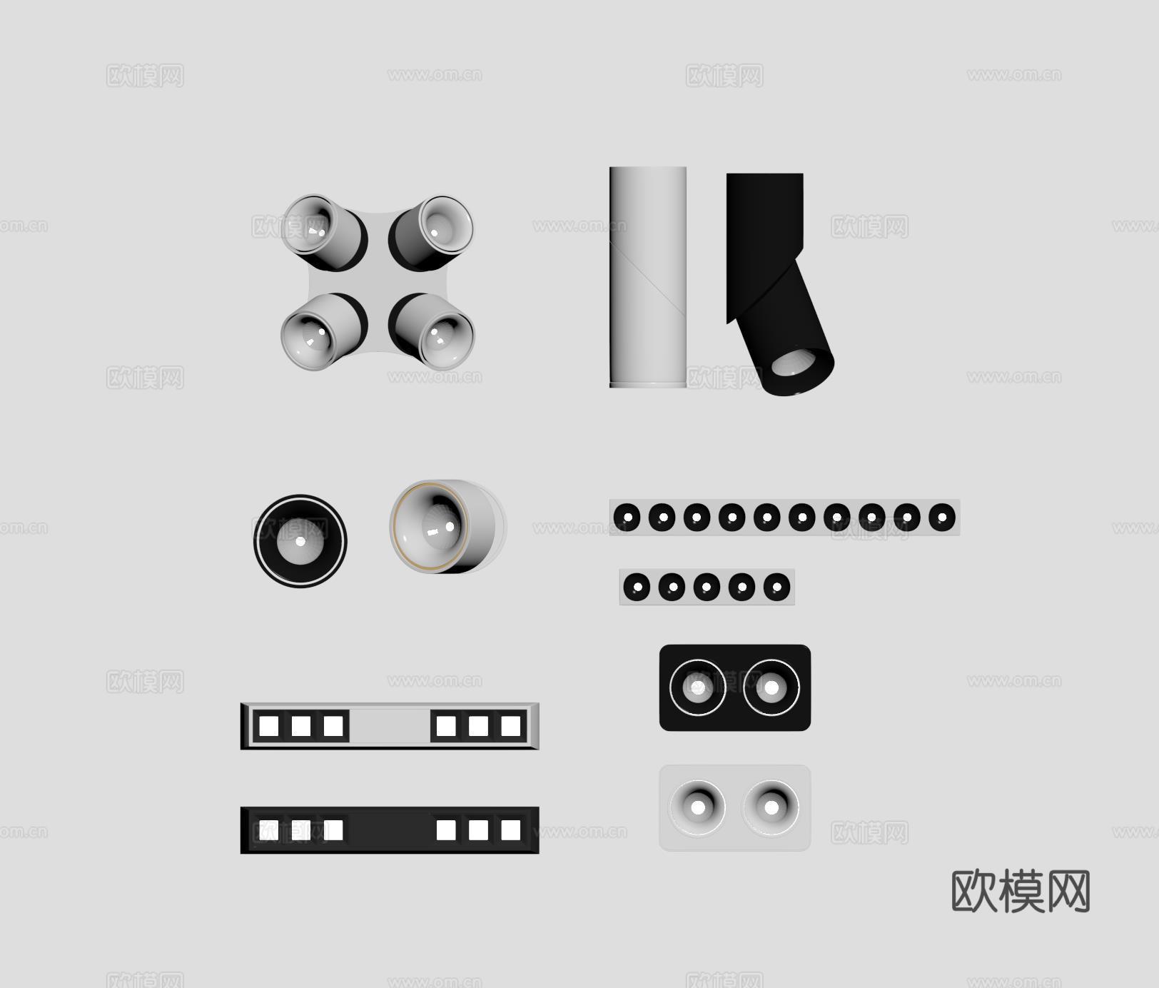 现代筒灯射灯轨道灯su模型