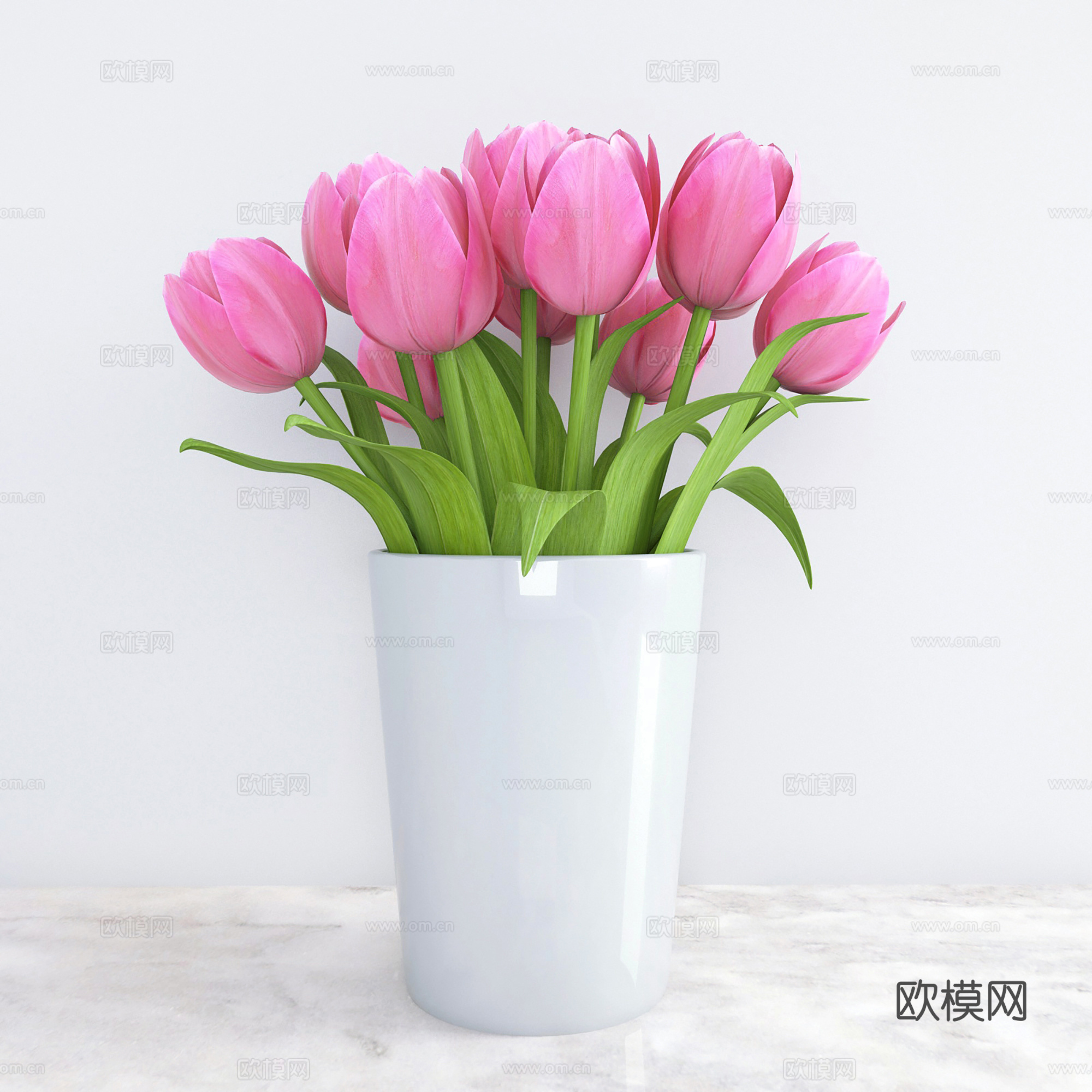 现代花瓶花卉 陶瓷花瓶插花 花卉组合su模型