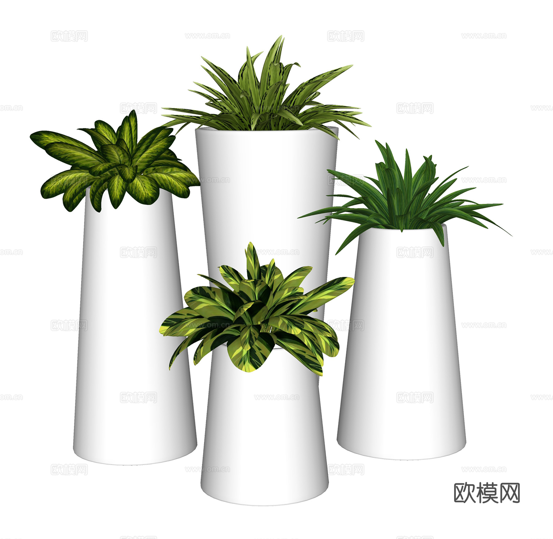 现代绿植盆栽 盆景绿植 盆栽组合su模型