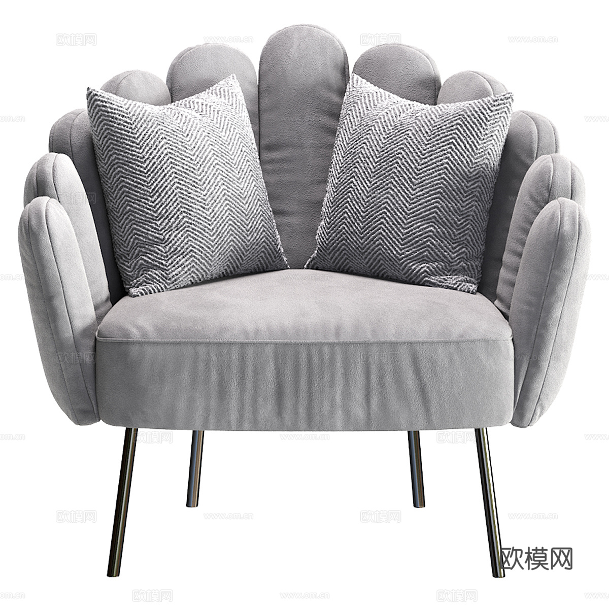 现代意式轻奢布艺扶手椅3d模型