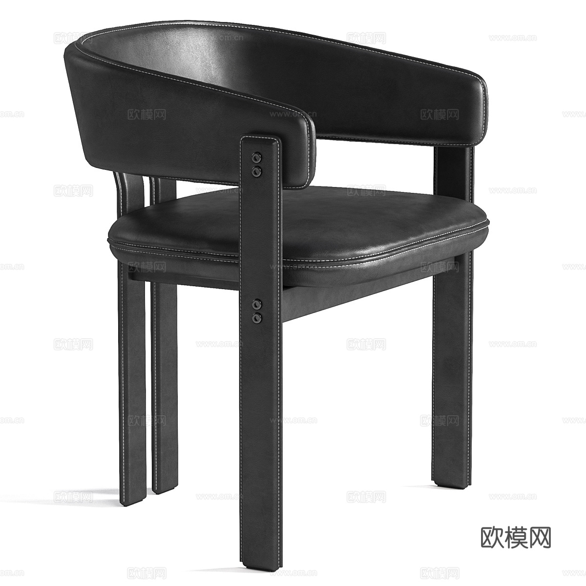 现代意式布艺皮革椅子3d模型