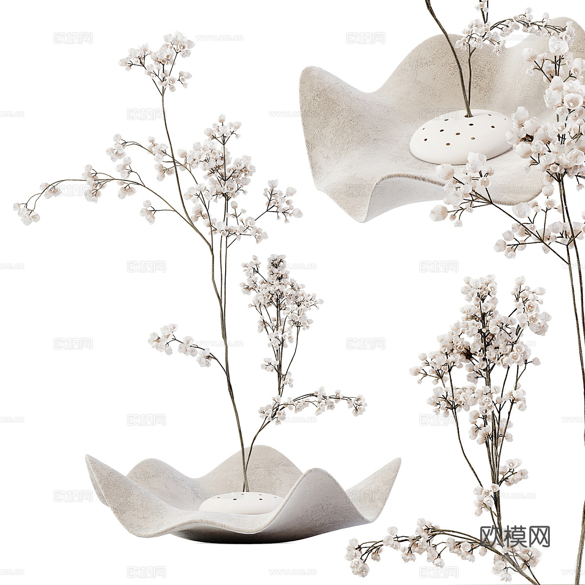 新中式花瓶花艺3d模型