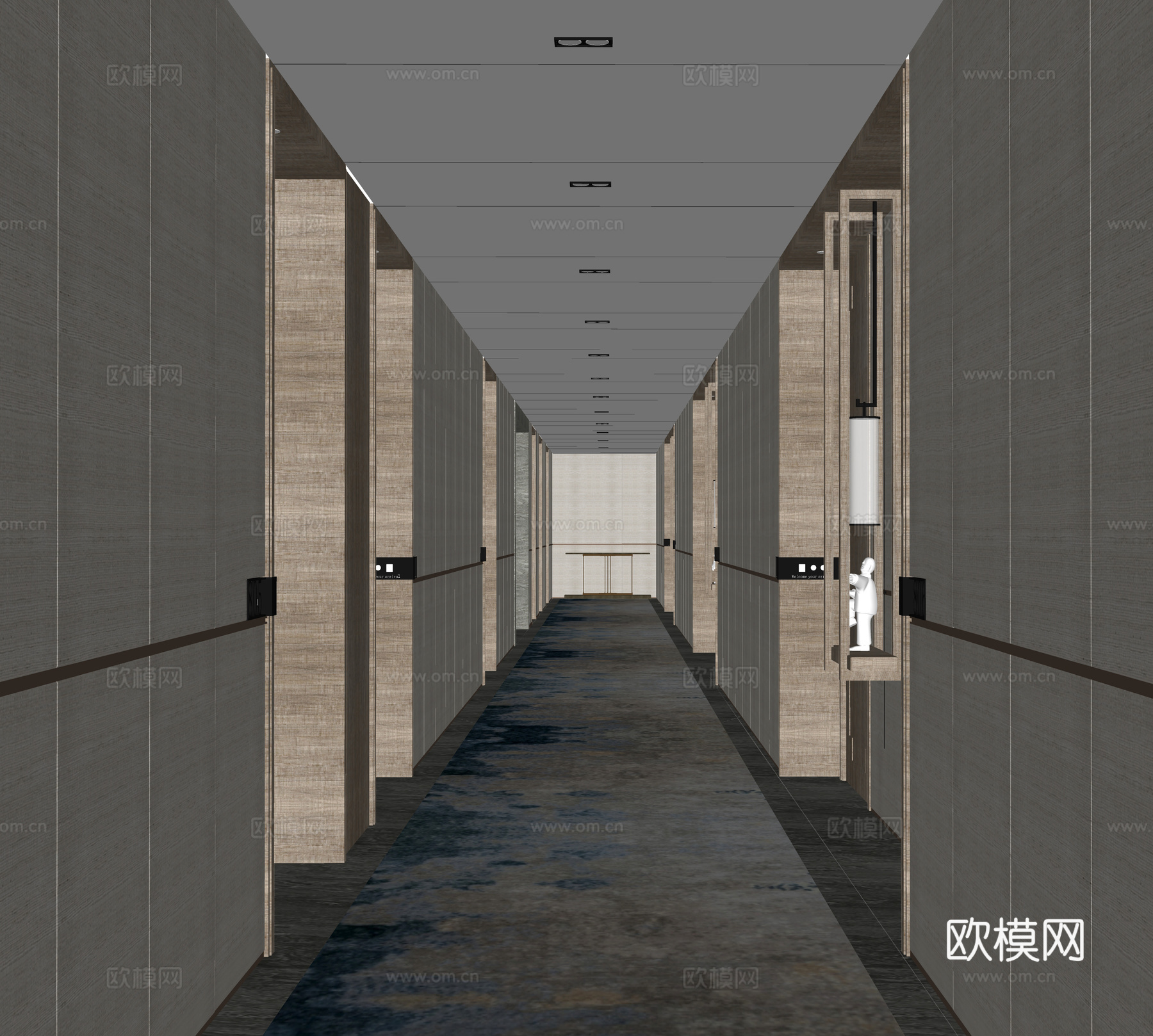CCD现代酒店过道 酒店走廊su模型