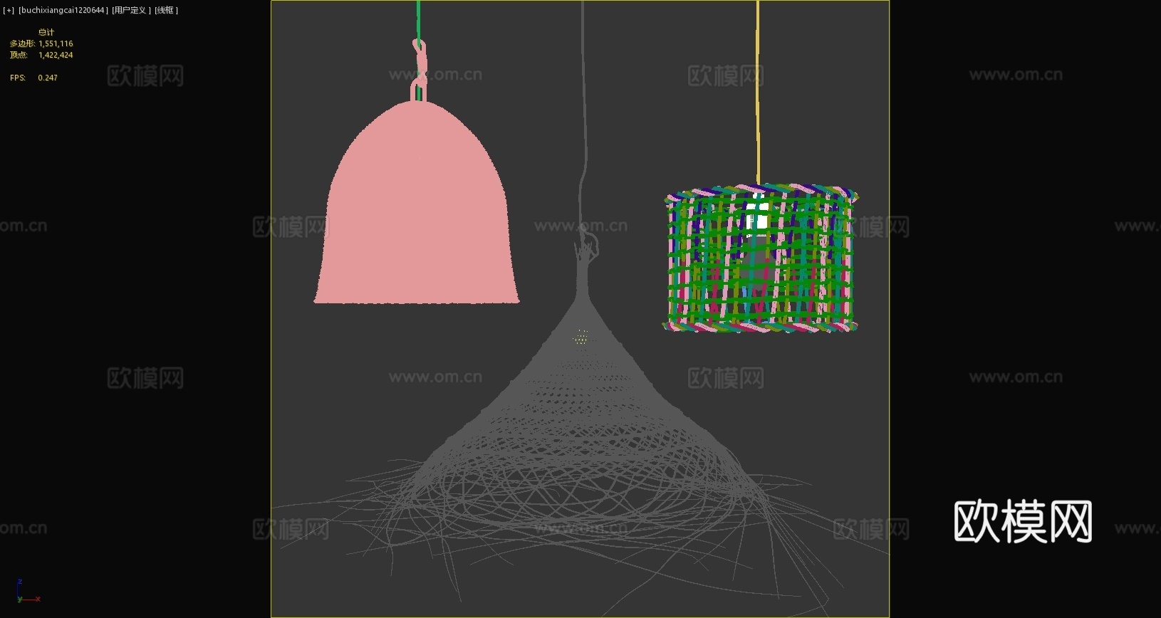 中式编织吊灯北欧吊灯侘寂吊灯3d模型