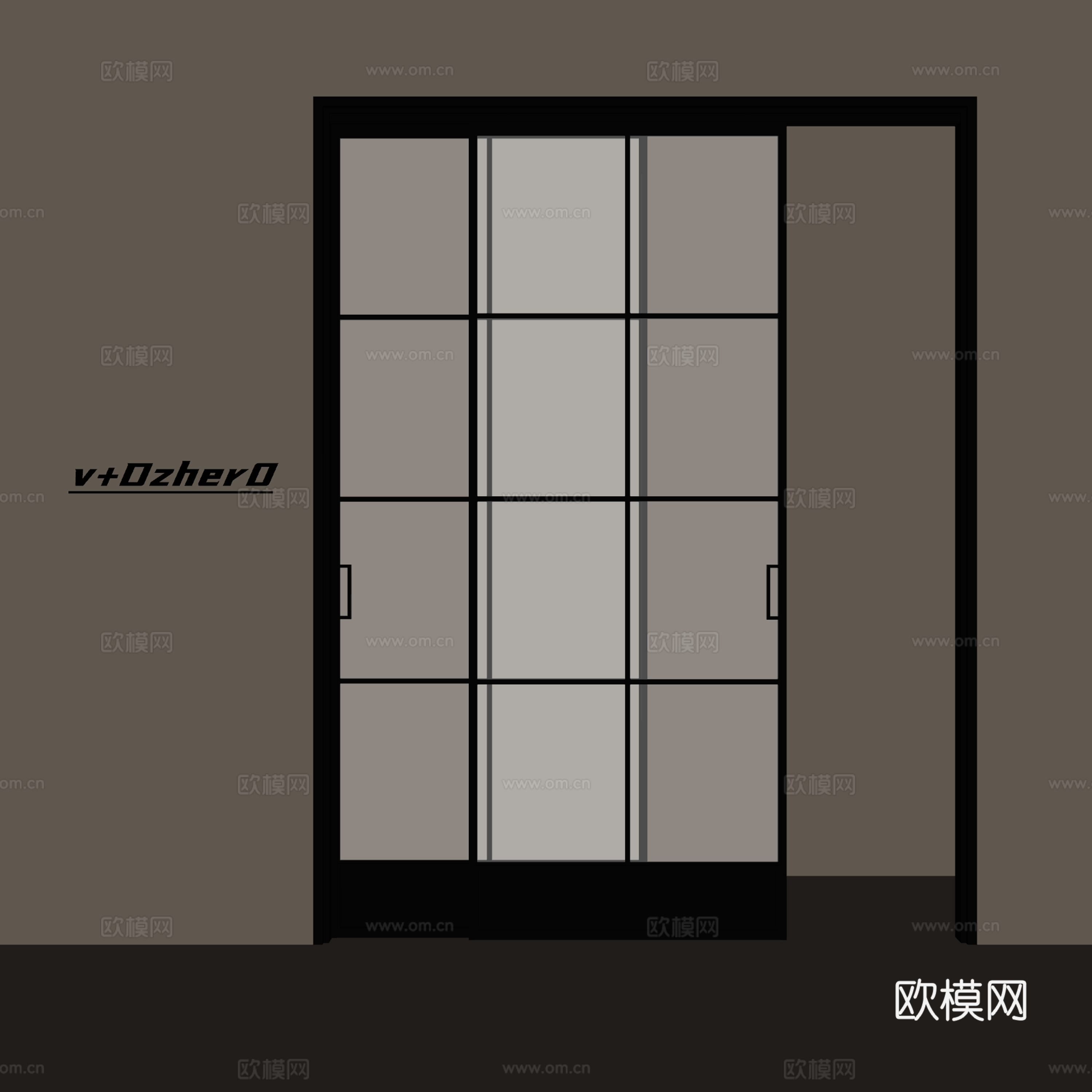 现代推拉门su模型