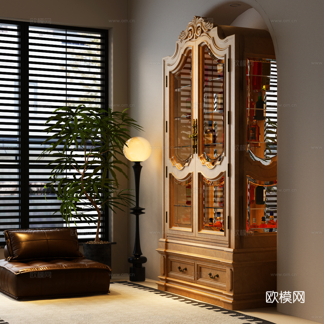 法式酒柜 美式酒柜 玻璃酒柜3d模型