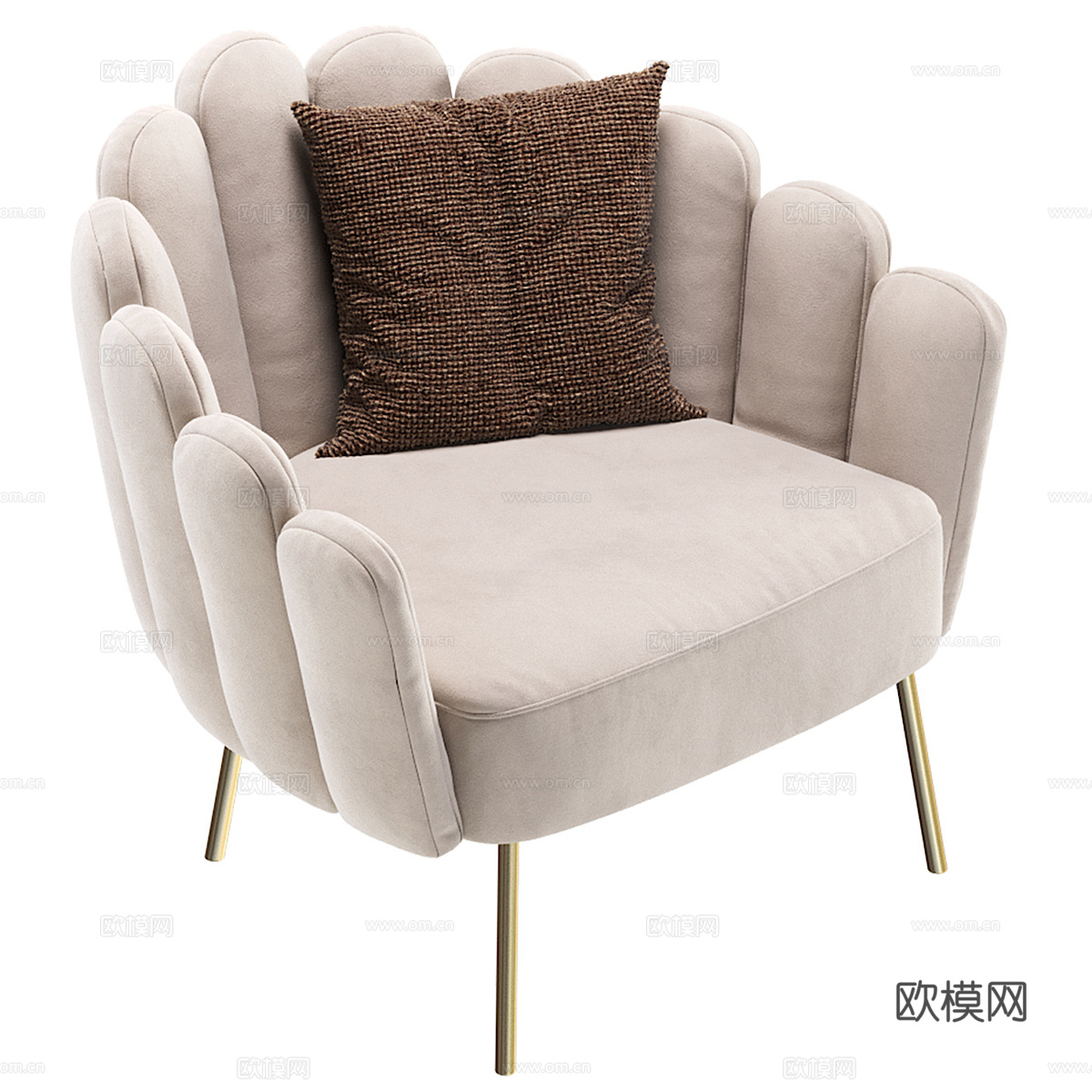 现代意式轻奢布艺扶手椅3d模型