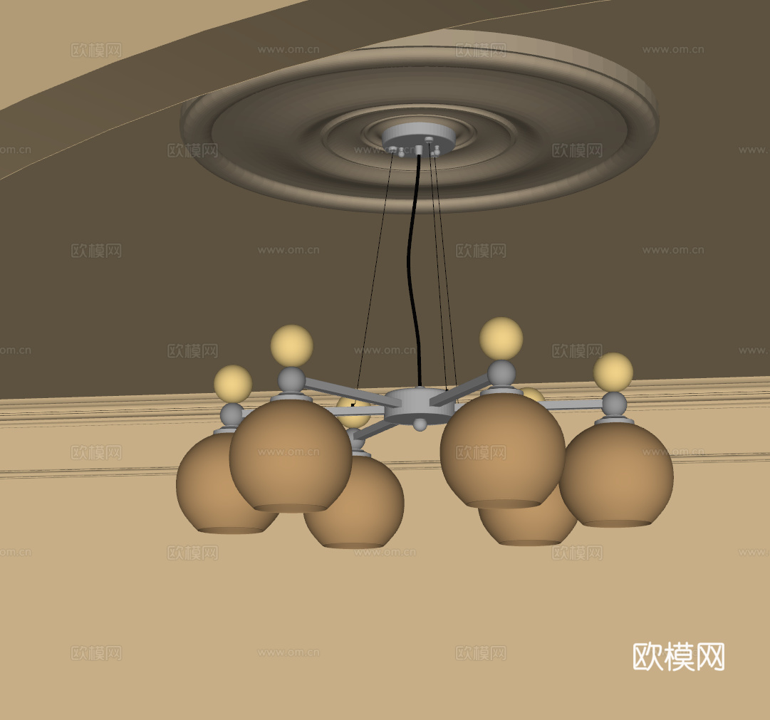 吊灯 法式奶油风吊灯 多头吊灯 餐厅吊灯su模型