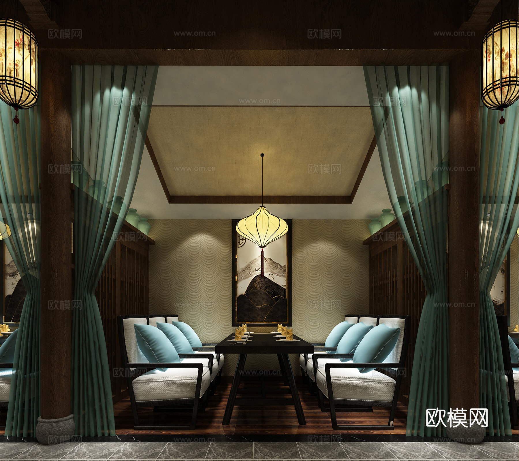 餐厅3d模型下载（渲染图2）