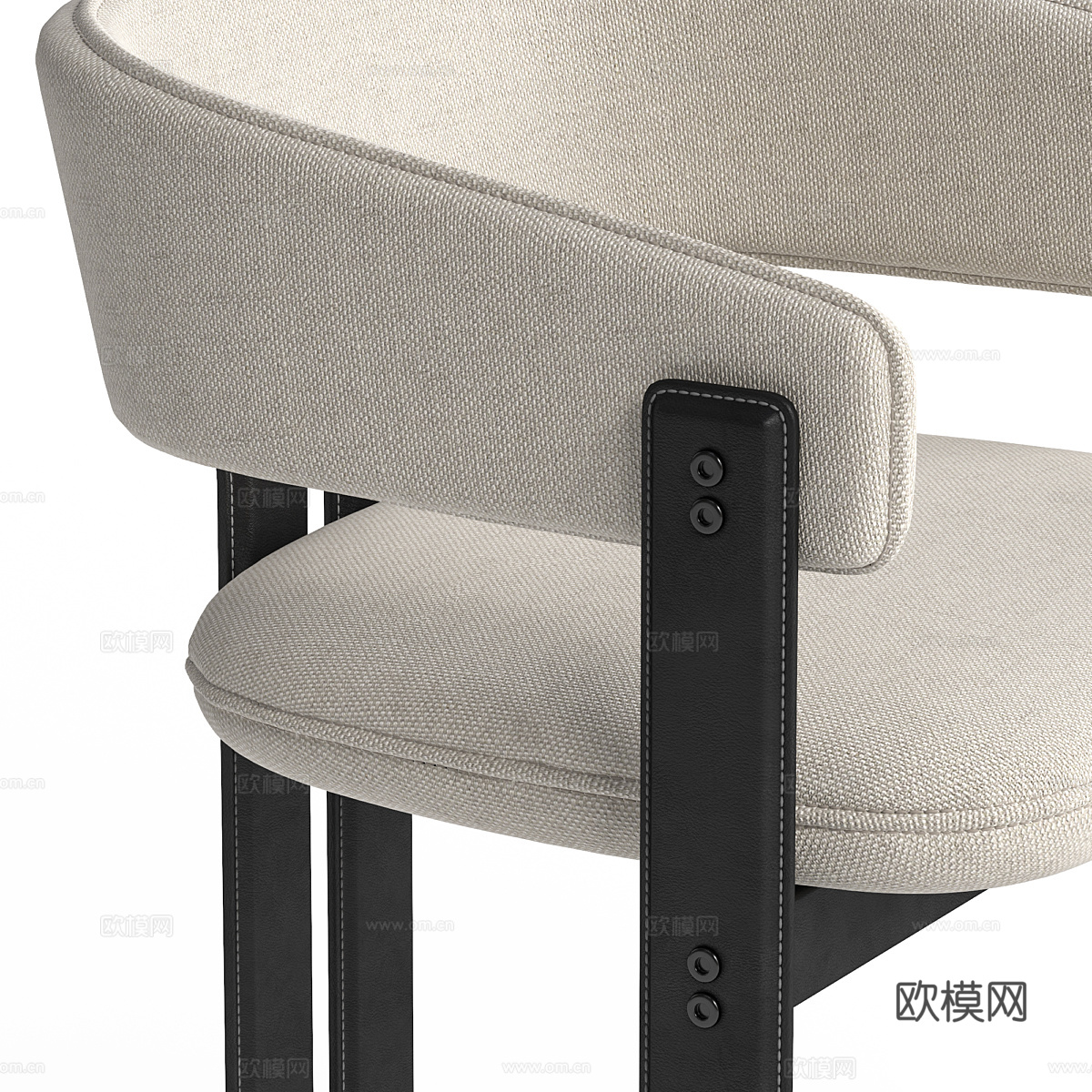 现代意式布艺皮革椅子3d模型