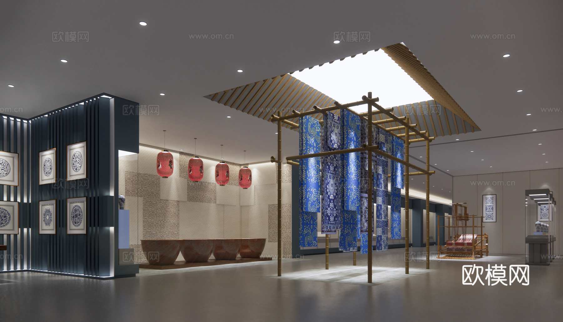 现代风格布艺文化展厅su模型