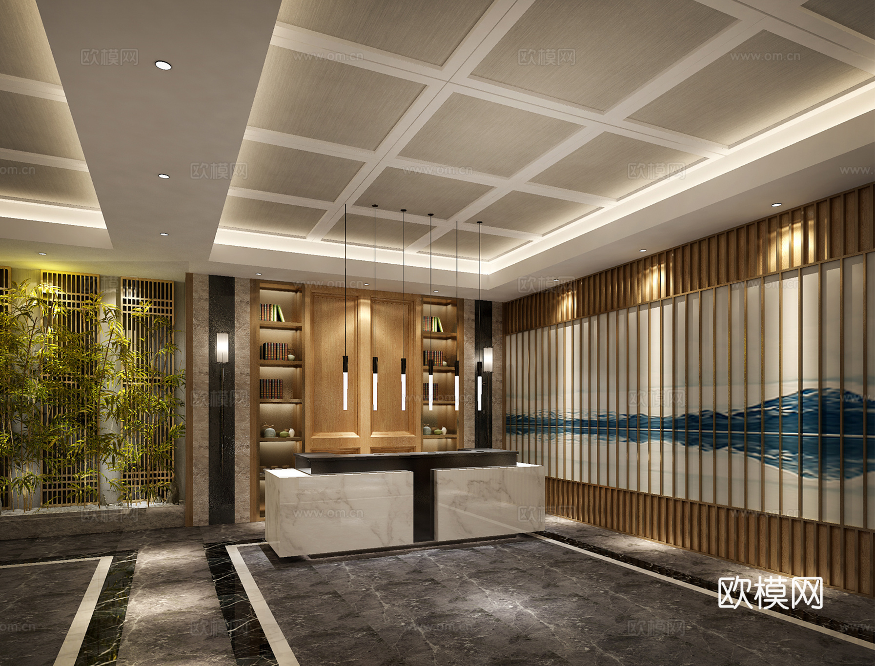 电梯前室3d模型下载（渲染图1）