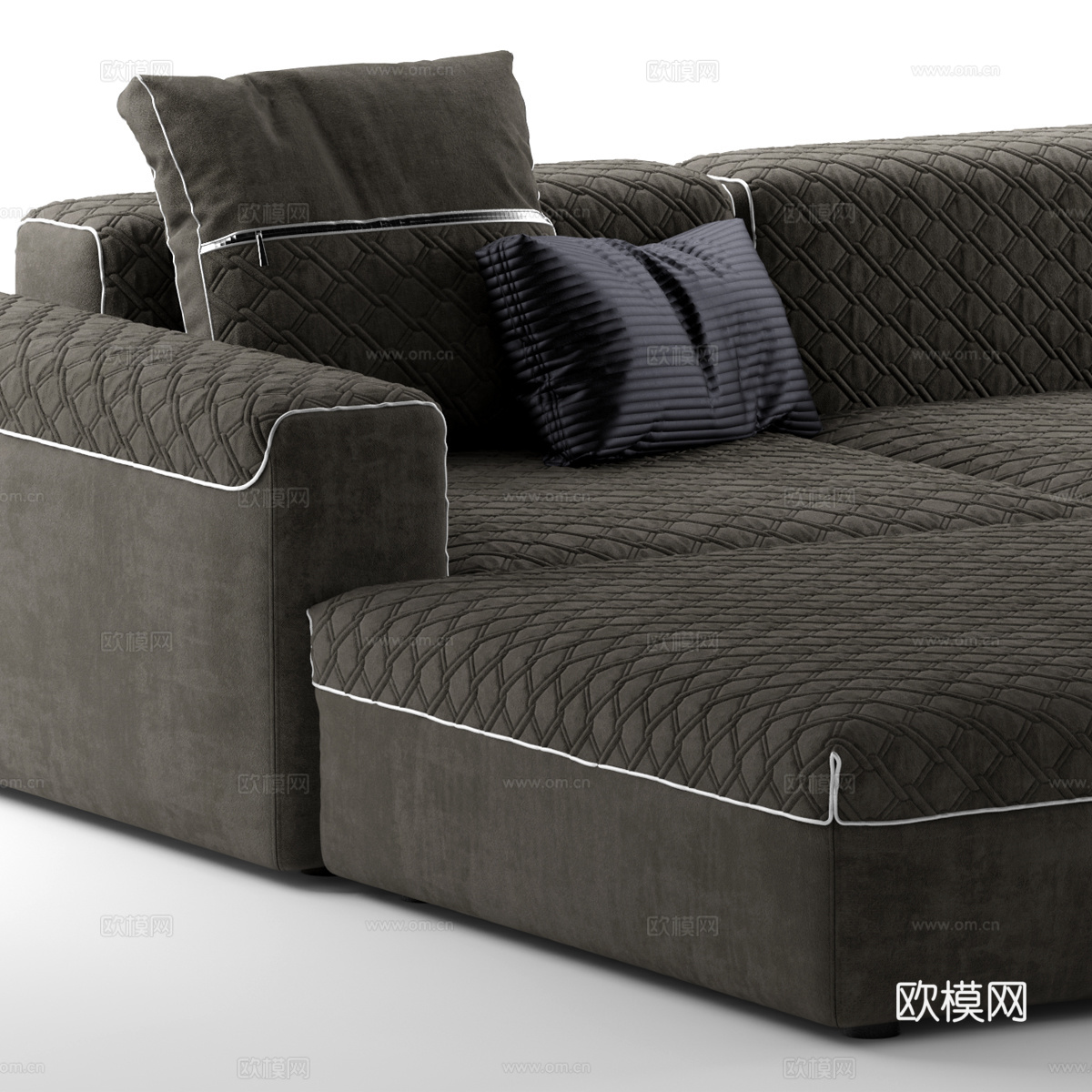 现代布艺转角沙发3d模型