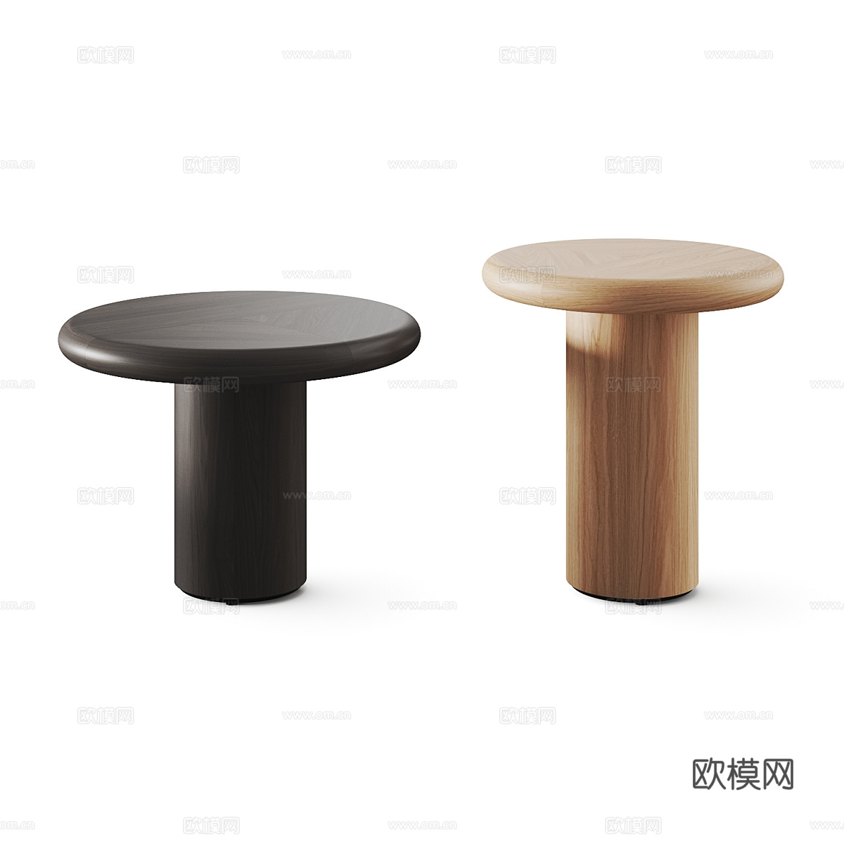 现代意式实木茶几组合3d模型