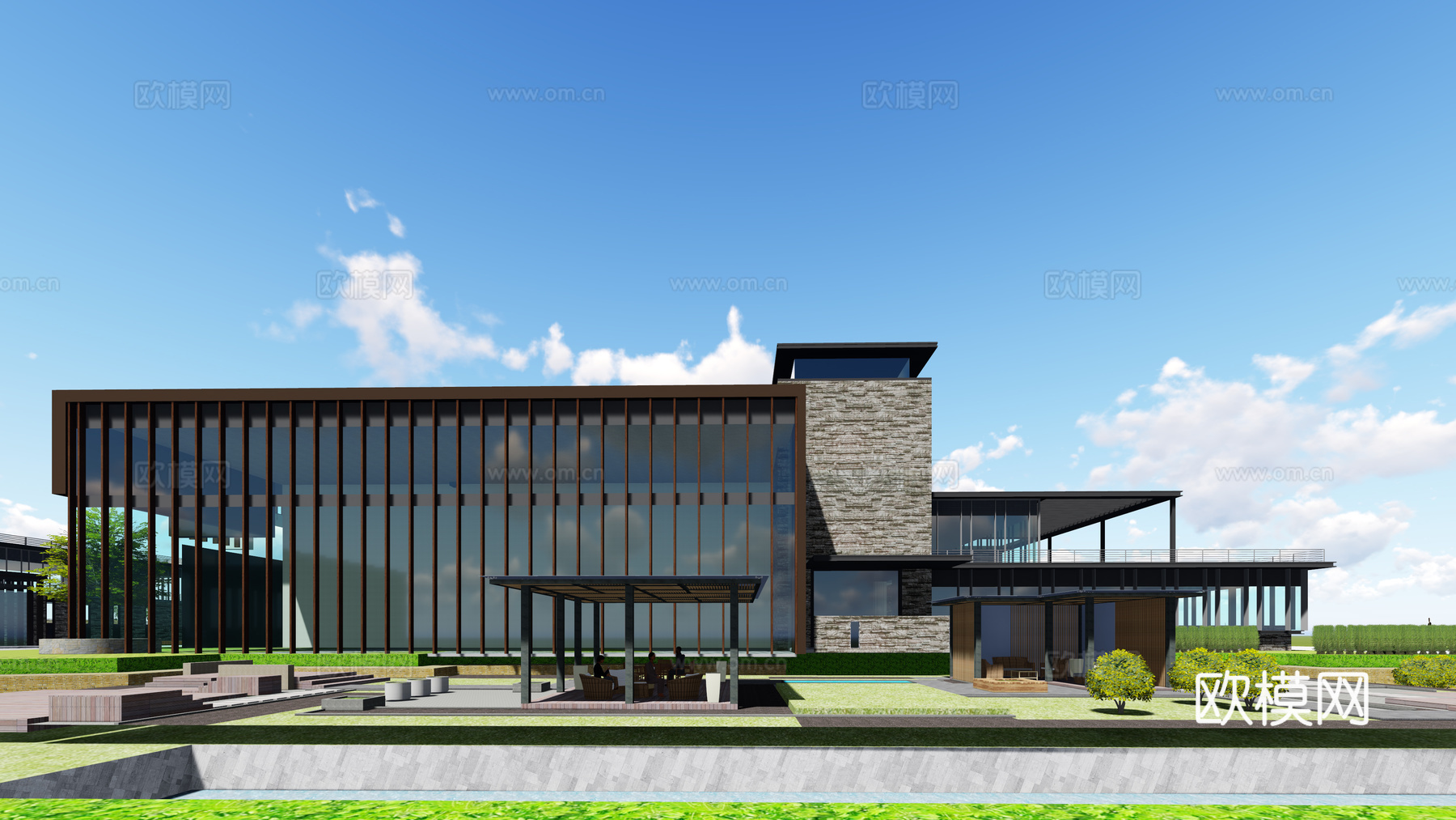 现代酒店建筑  建筑景观su模型