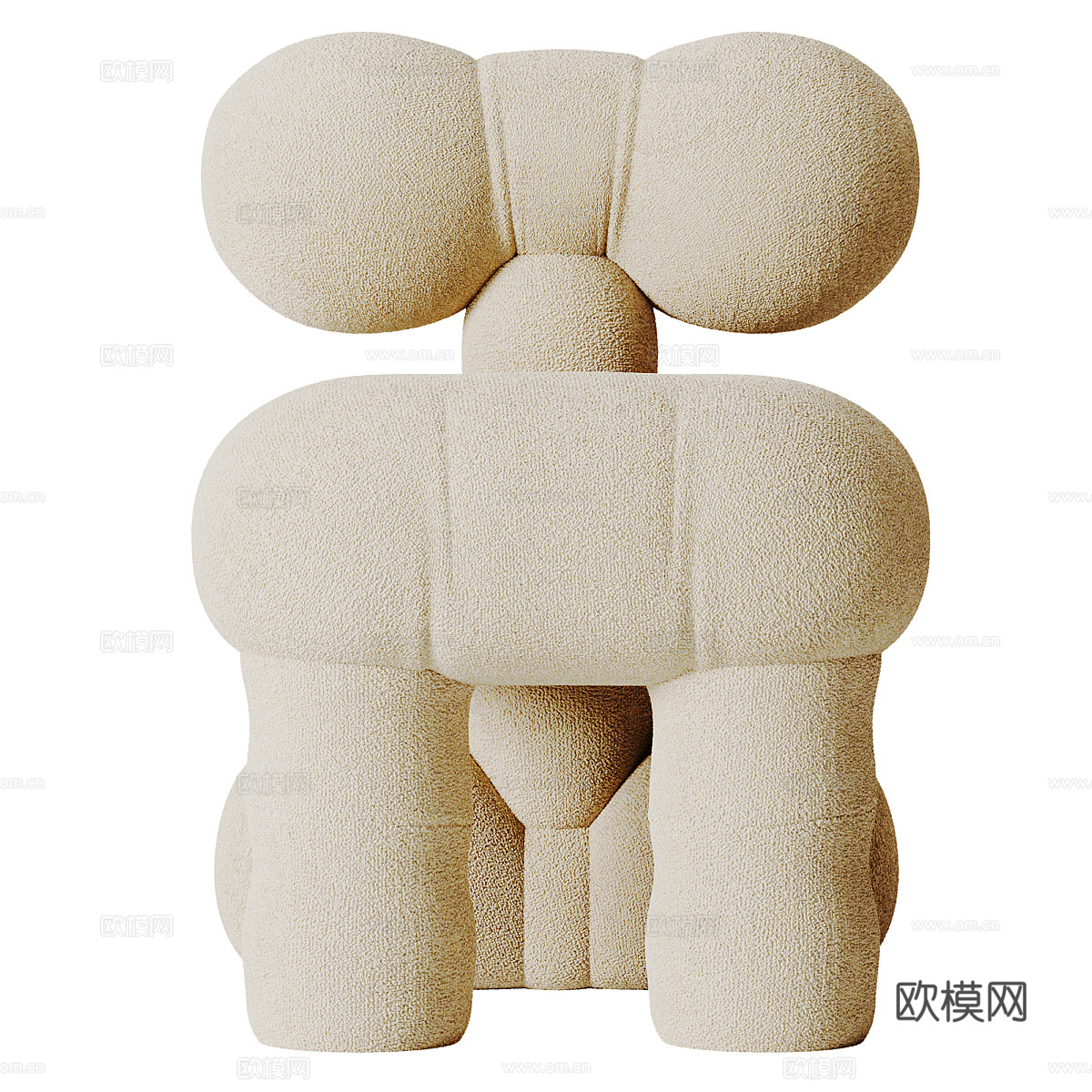 现代奶油风布艺休闲椅3d模型
