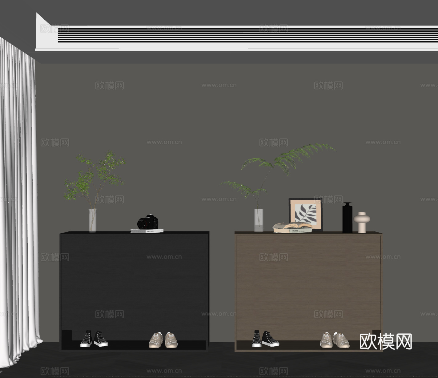 鞋柜 现代意式玄关鞋柜su模型