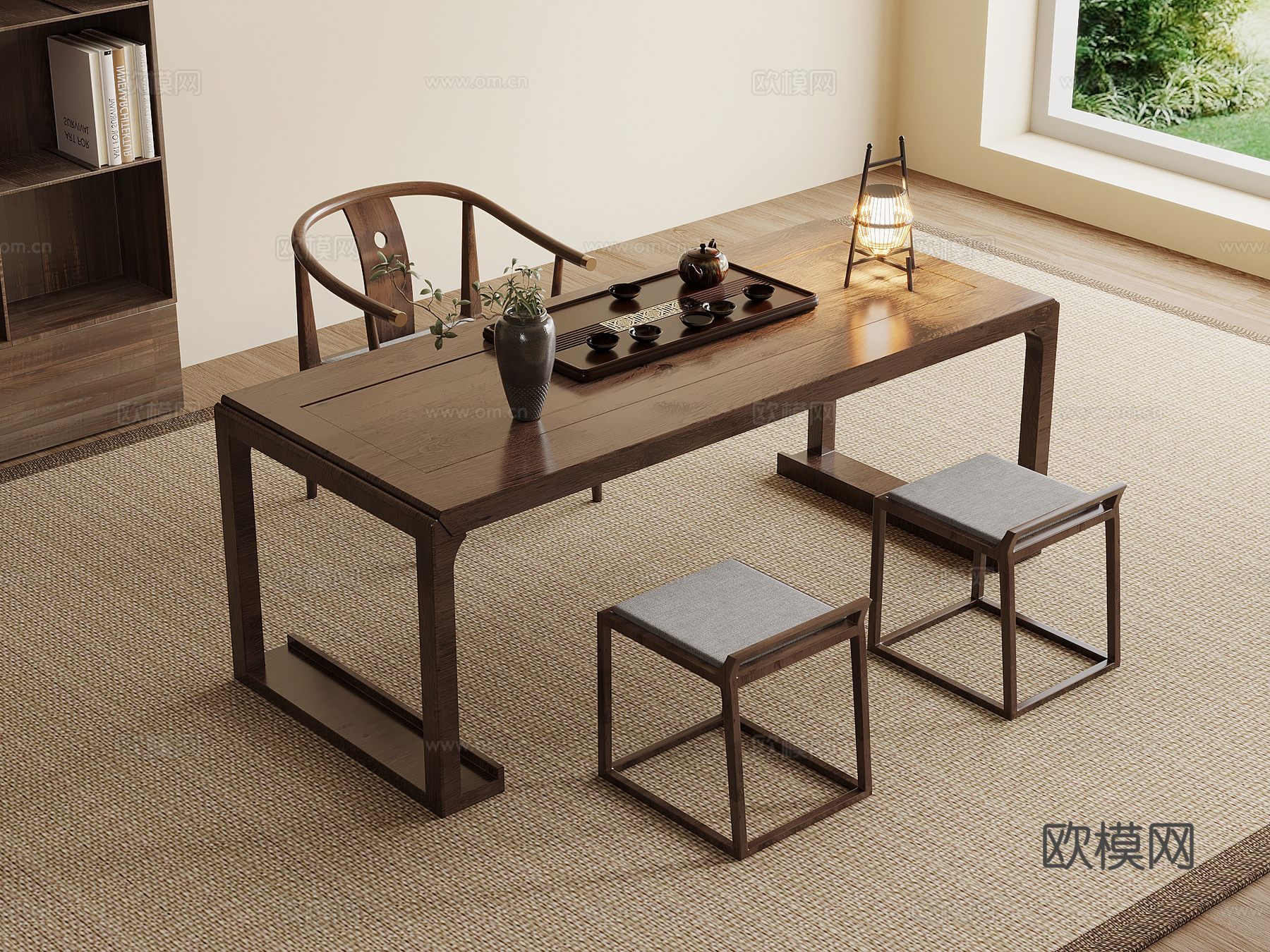 新中式茶桌椅 茶台3d模型