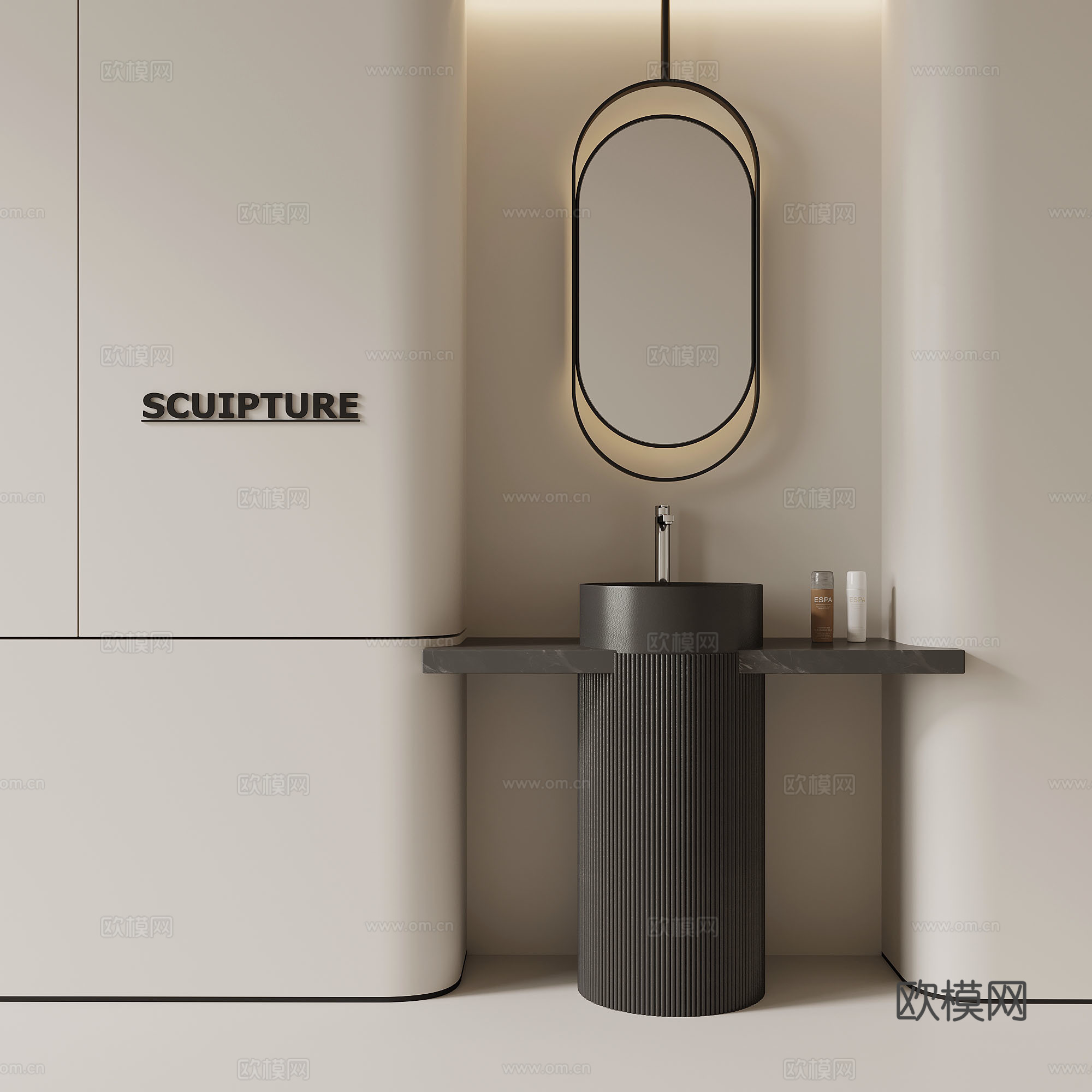 柱盆 现代柱盆 庭院柱盆 洗手池 洗手盆3d模型