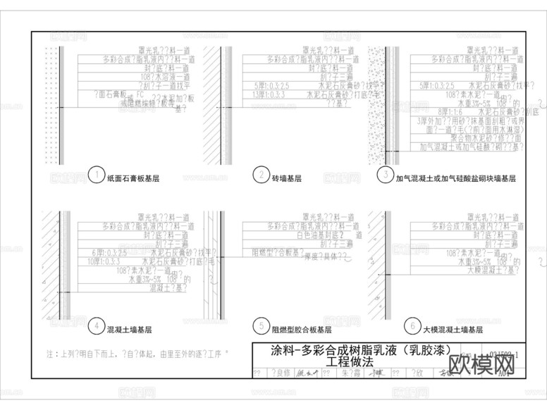 墻面節(jié)點(diǎn) 墻面涂料節(jié)點(diǎn) 墻面涂料做法 涂料工藝做法 墻面涂料cad施工圖下載(渲染圖5)