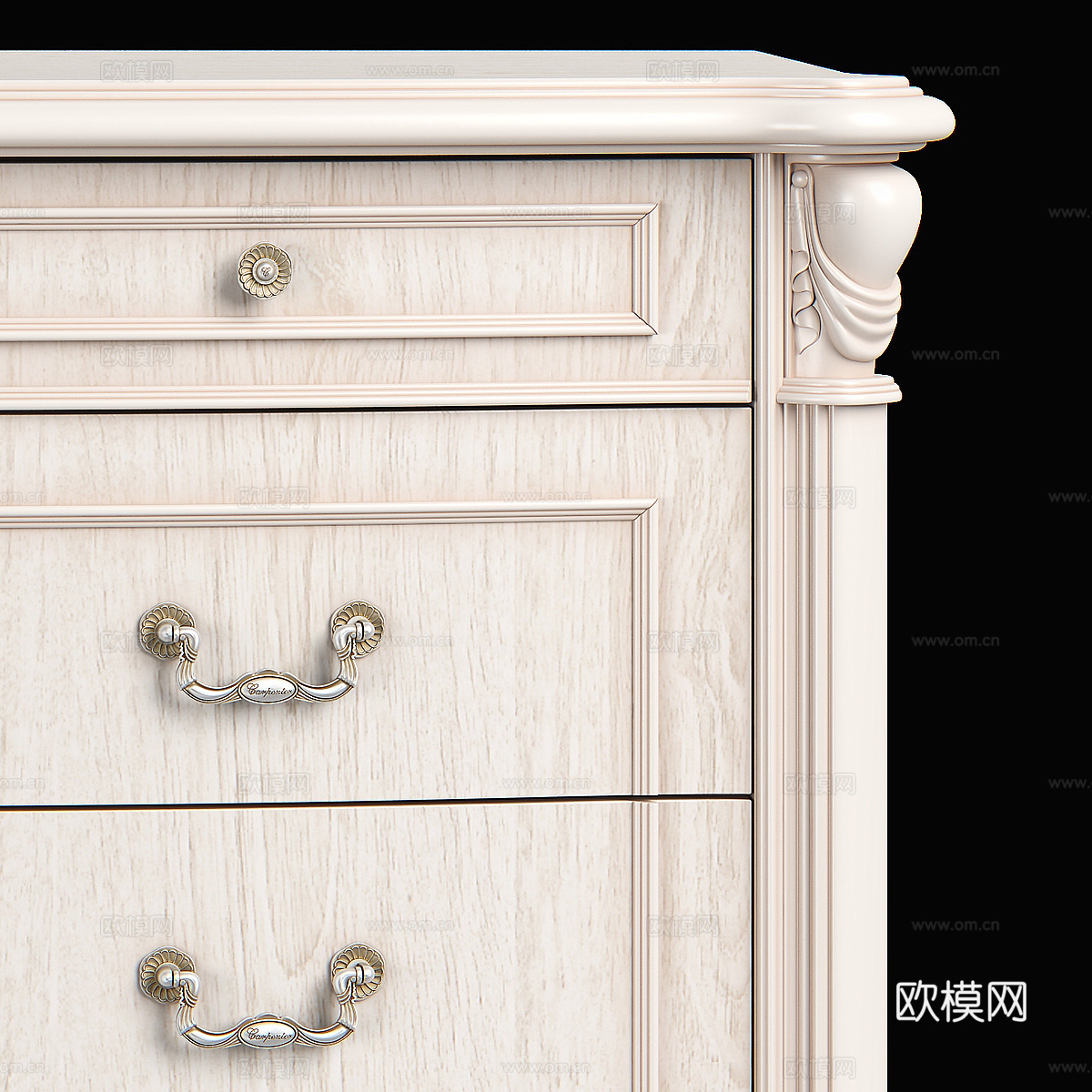 美式实木边柜 斗柜 矮柜 抽屉柜3d模型