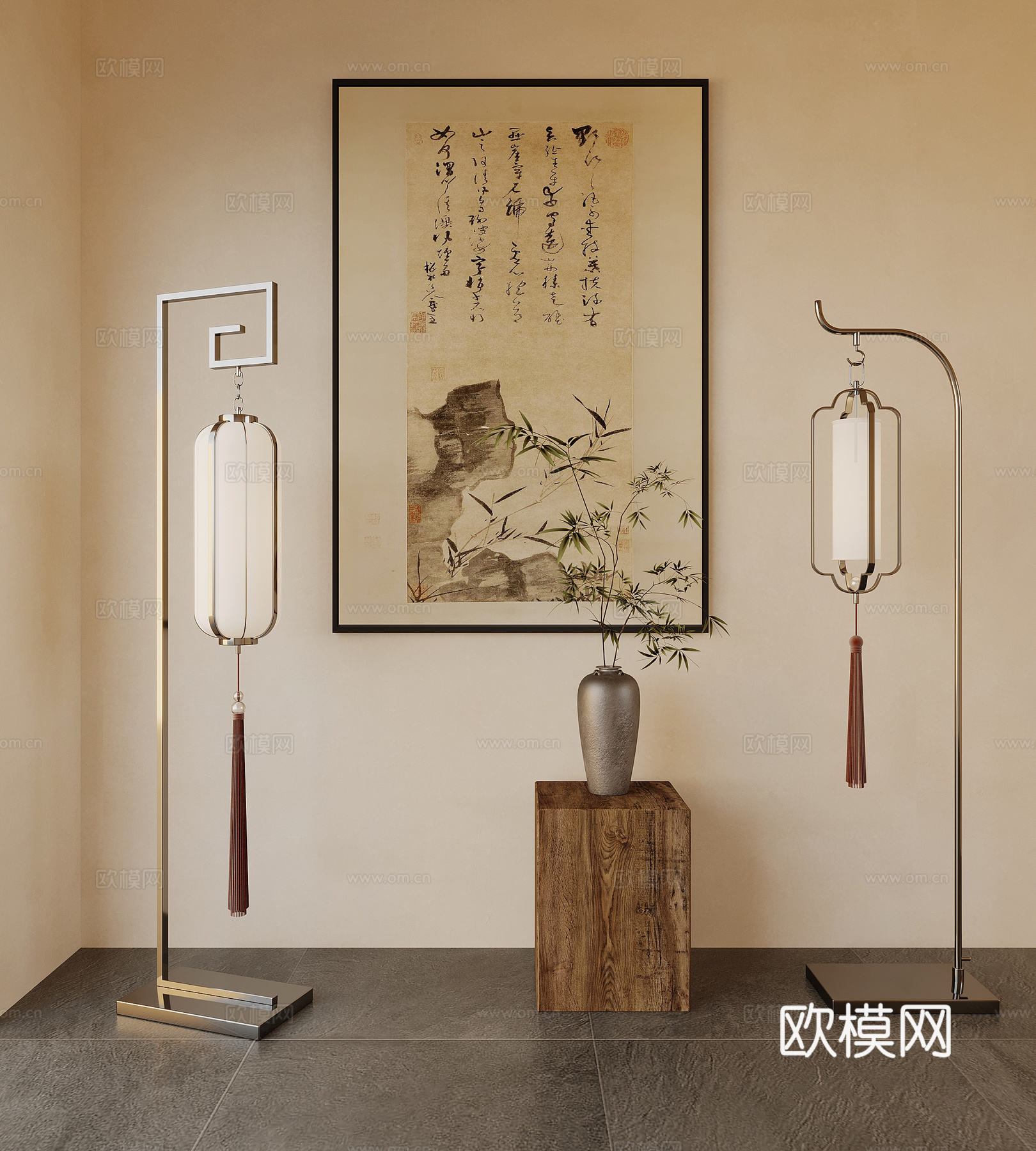 新中式落地灯su模型
