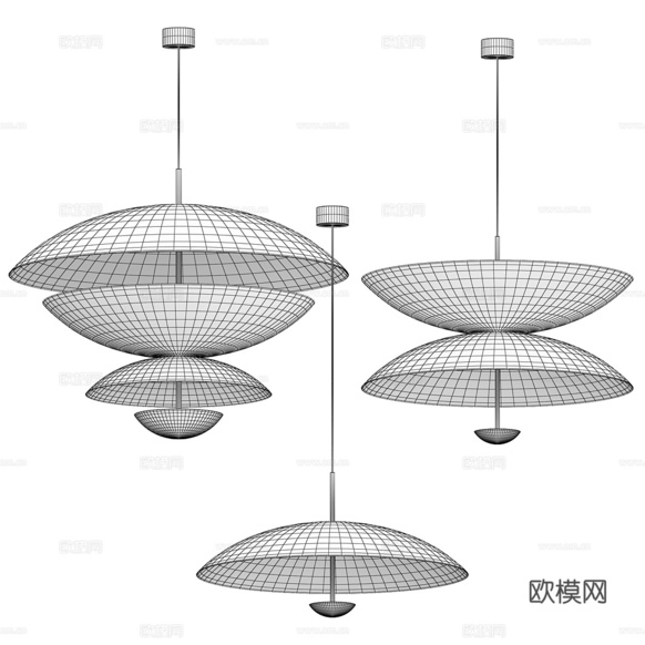 現(xiàn)代輕奢圓盤(pán)金屬裝飾吊燈3d模型下載(渲染圖3)