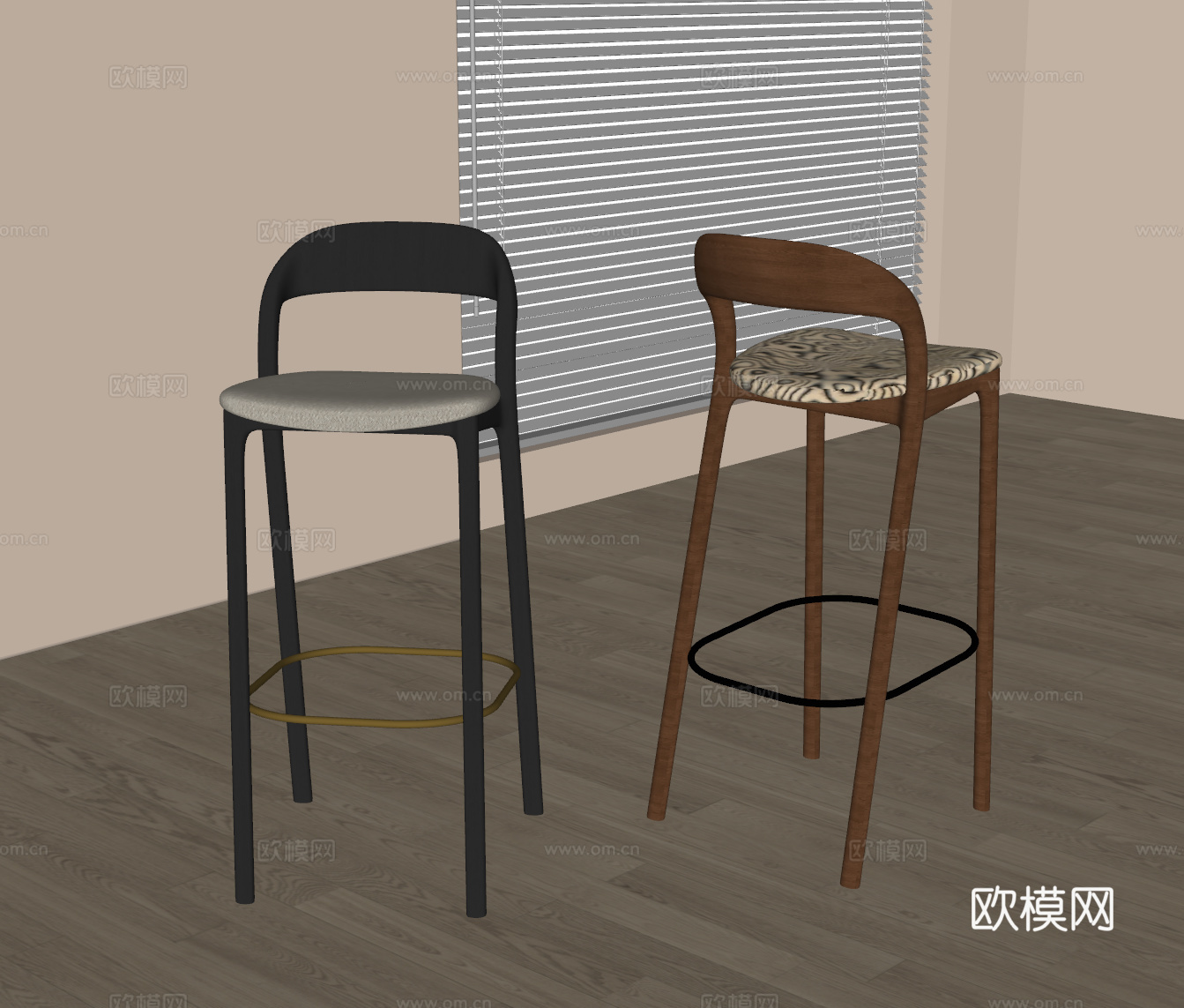 吧凳 法式中古吧凳 吧椅su模型
