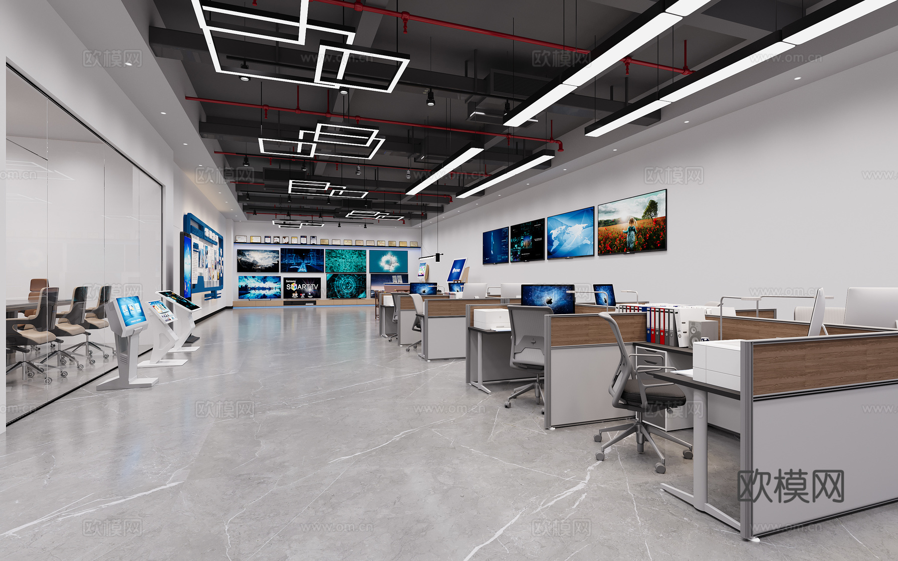 现代办公区3d模型