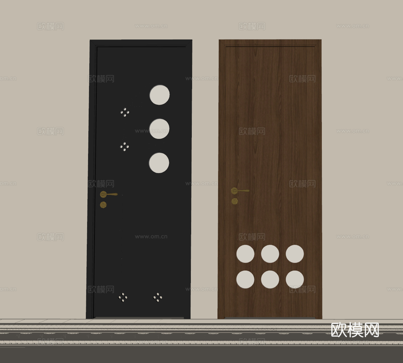 门 法式中古单开门 玻璃门 厨卫门 木门su模型