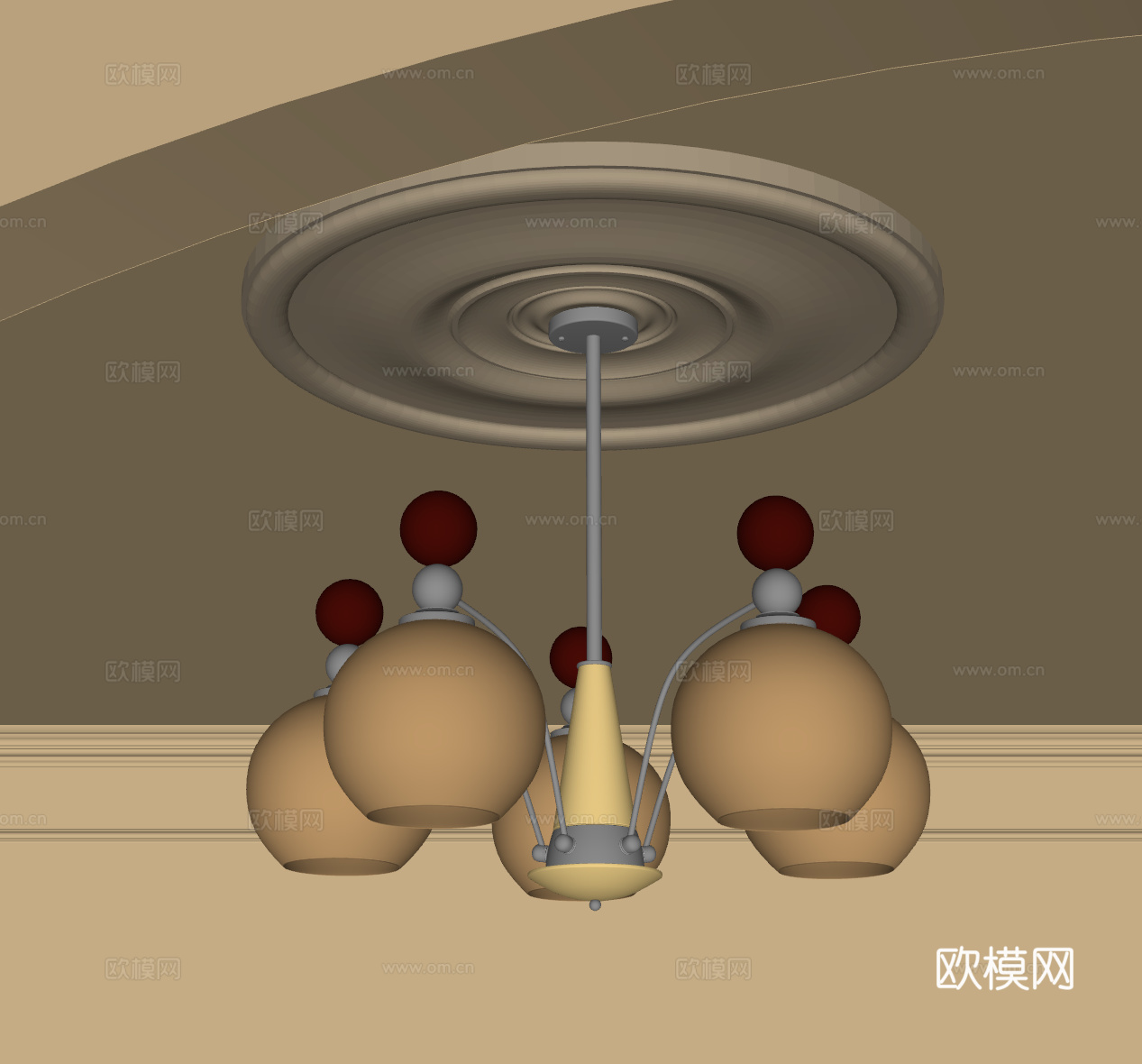 吊灯 法式奶油风吊灯 多头吊灯 餐厅吊灯su模型